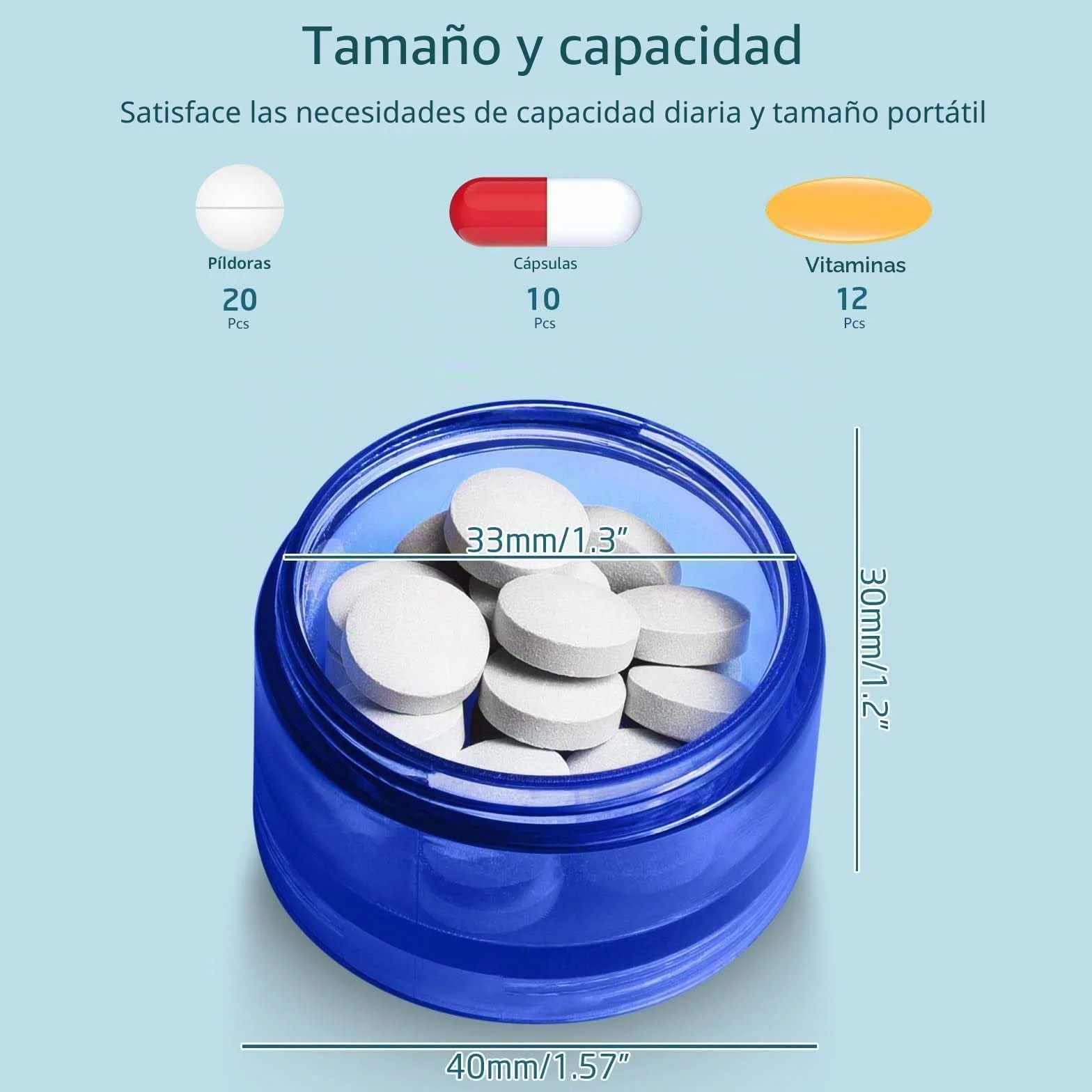 Organizador de Pastillas Semanal 7 Días, Pastillero Diario con 7 Compartimentos para Viaje Multicolor