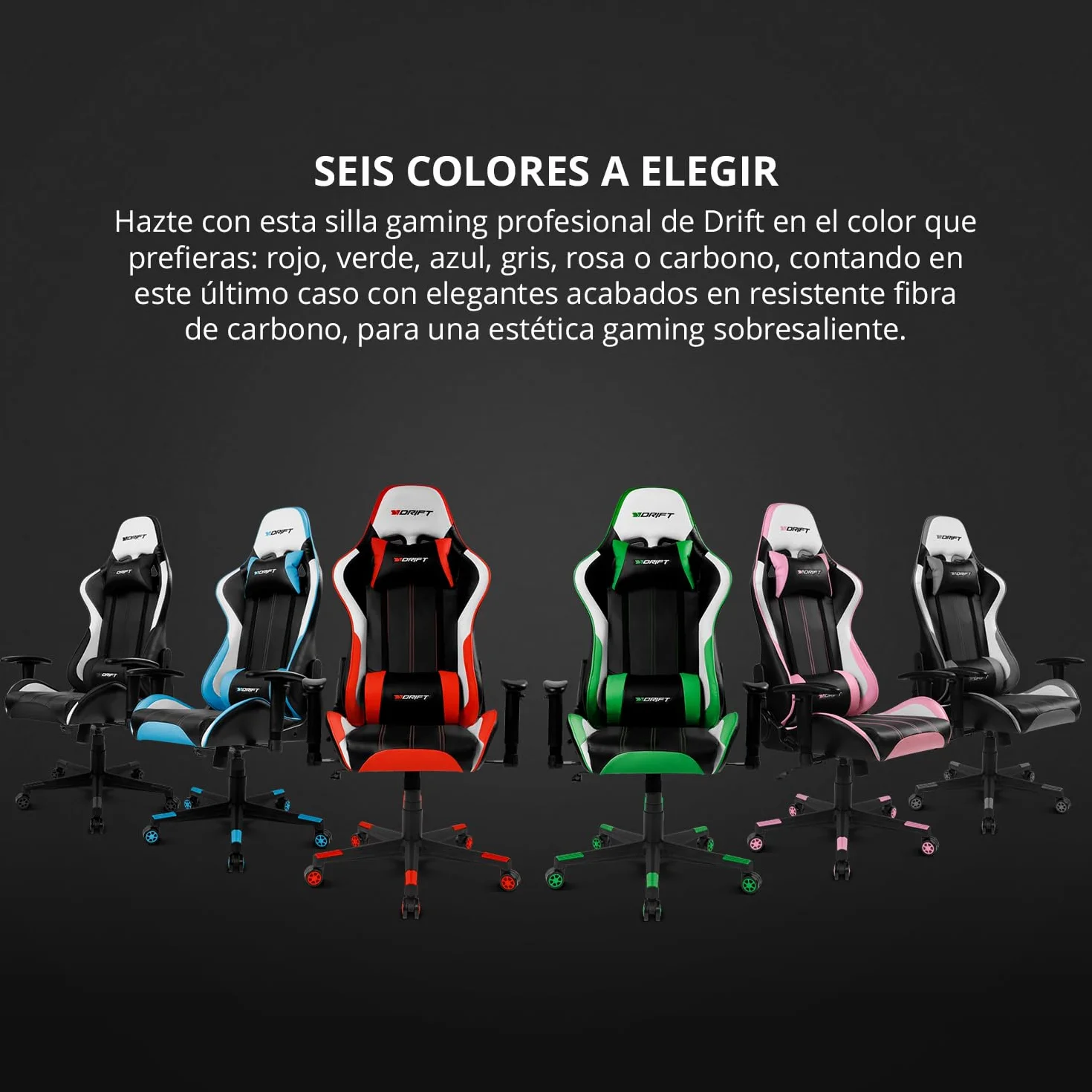 DRIFT GAMING DR175 - Silla Gaming Profesional, polipiel, reposabrazos ajustables 2D, pistón clase 4, giratoria, mecanismo de mariposa, cojín lumbar y cervical, color negro/blanco/verde