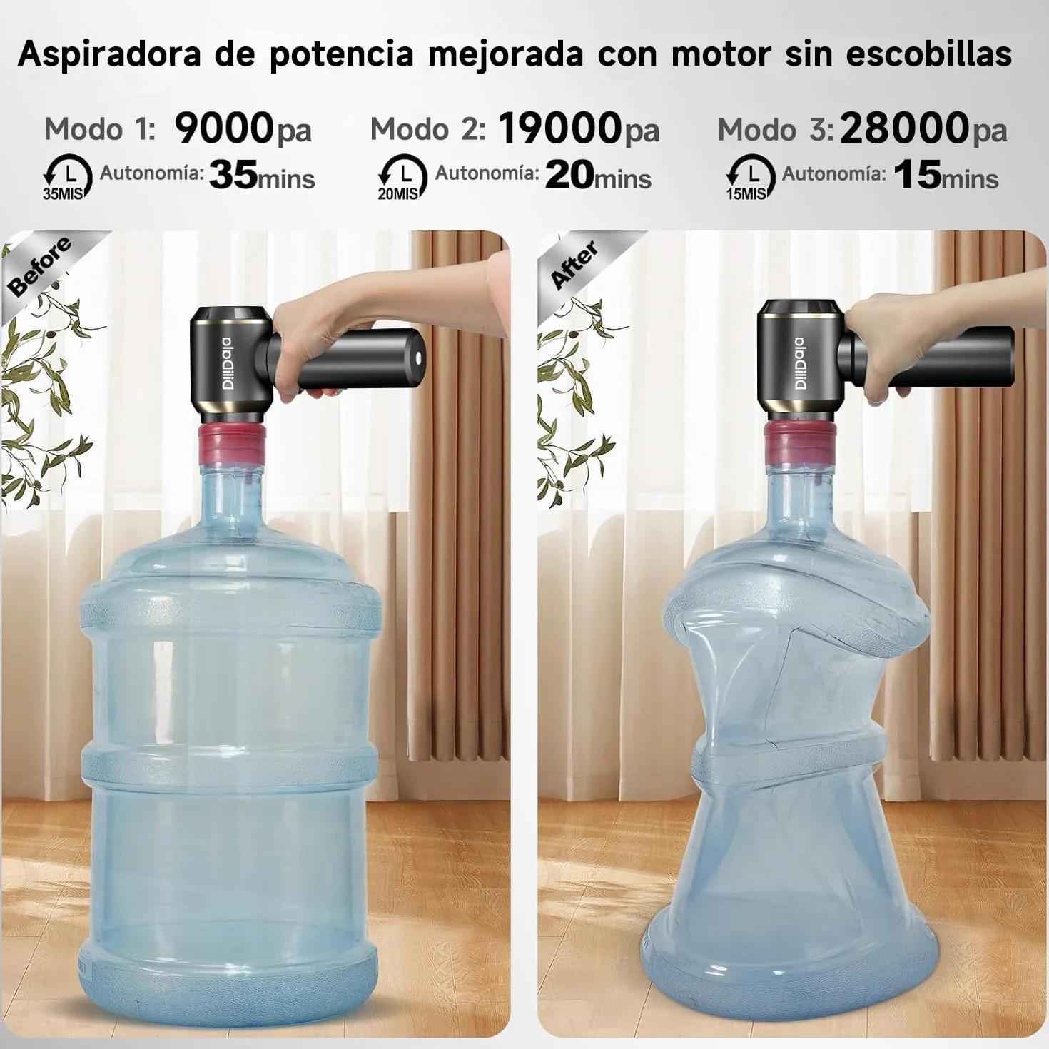 Aspirador de Mano 28000PA 4 en 1 Sin Escobillas Sin Cable para Coche Hogar
