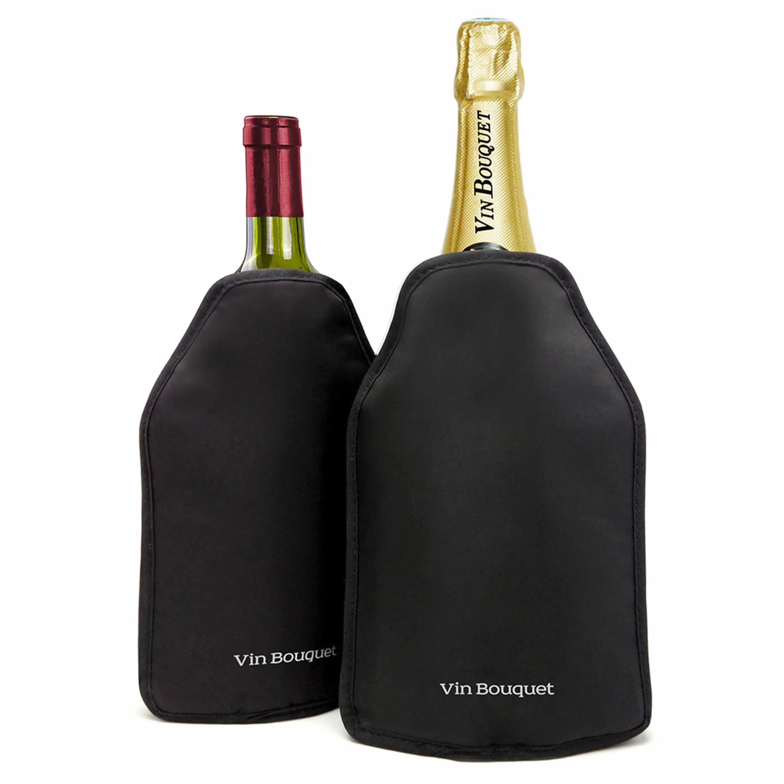 Funda enfriadora negra autoajustable antideslizante para botellas vino cava champán