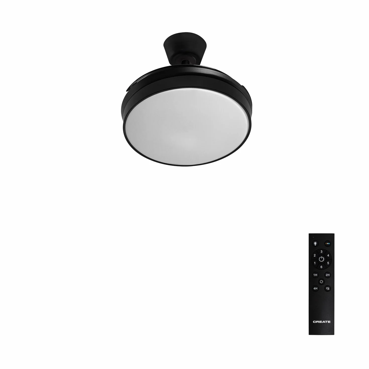 CREATE / WIND CLEAR S/Ventilador de techo con luz negro con mando / 40W, Ø91 cm, temporizador, 6 velocidades, aspas retráctiles, 3 temperaturas de luz, función verano-invierno