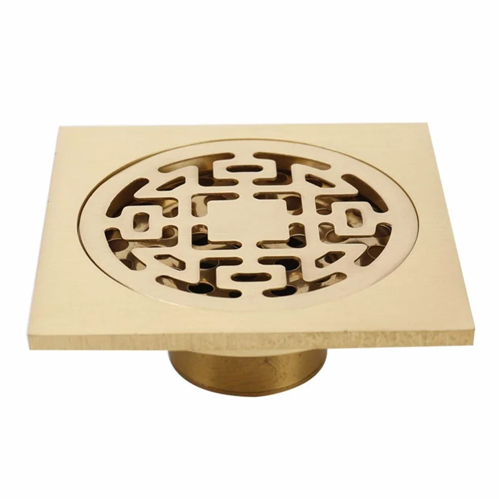 Desagüe de Ducha Cuadrado de latón de 4 Pulgadas con Tapa extraíble, desagüe de baño con Filtro para Cocina, baño, Garaje y sótano.