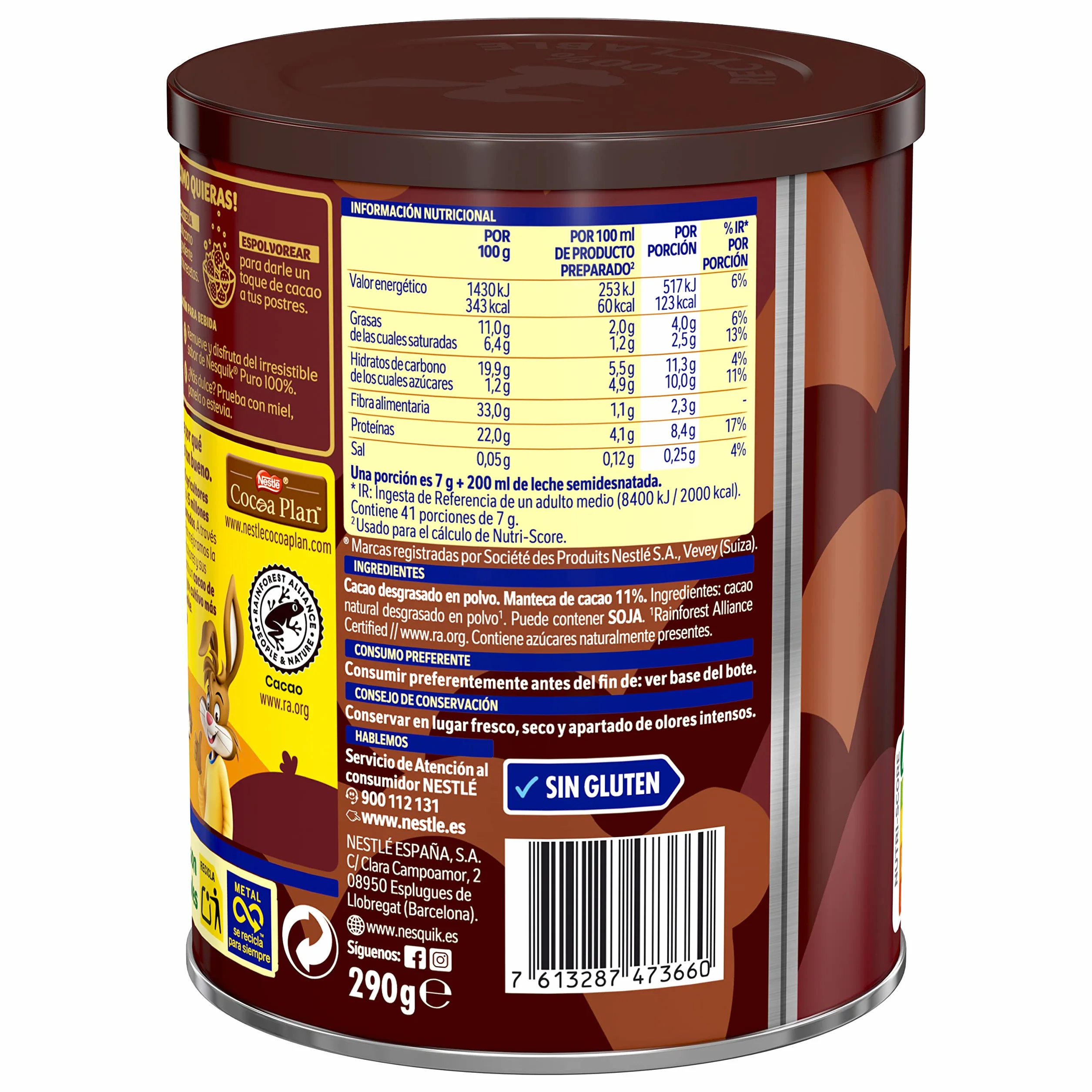 NESTLÉ NESQUIK cacao en polvo 6x290g