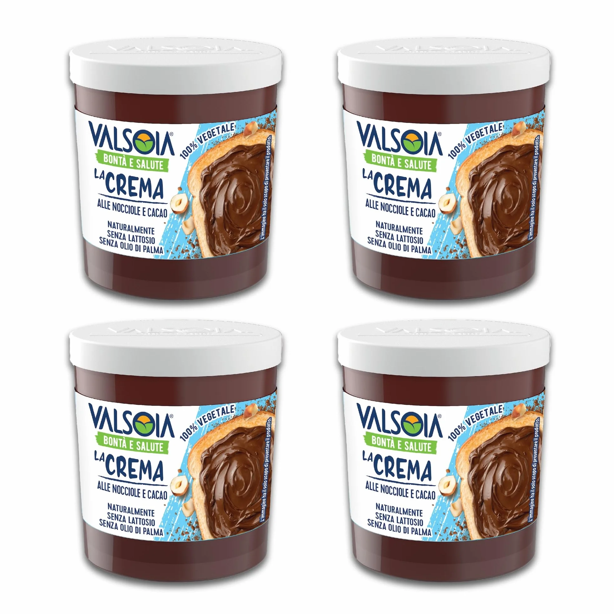 Valsoia Crema Vegetal de Avellanas 100% Vegetal Rica en Fibra Sin Gluten 4 Paquetes 200g