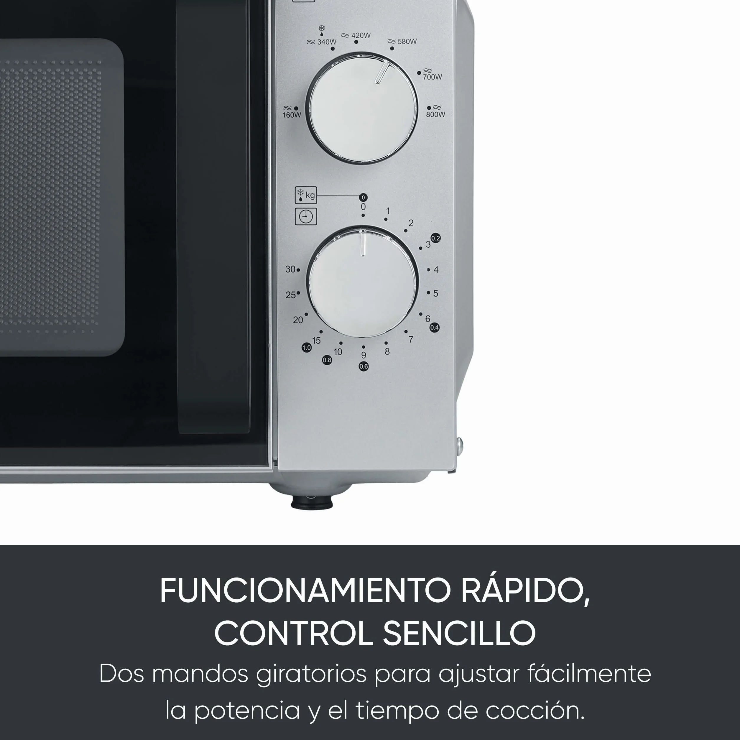 SEVERIN Microondas Flatbed 20 l, 800 W, interior plano, sin plato giratorio, calentamiento uniforme, 6 niveles de potencia, 2 mandos de control manual, negro mate, acero inoxidable, MW 9184