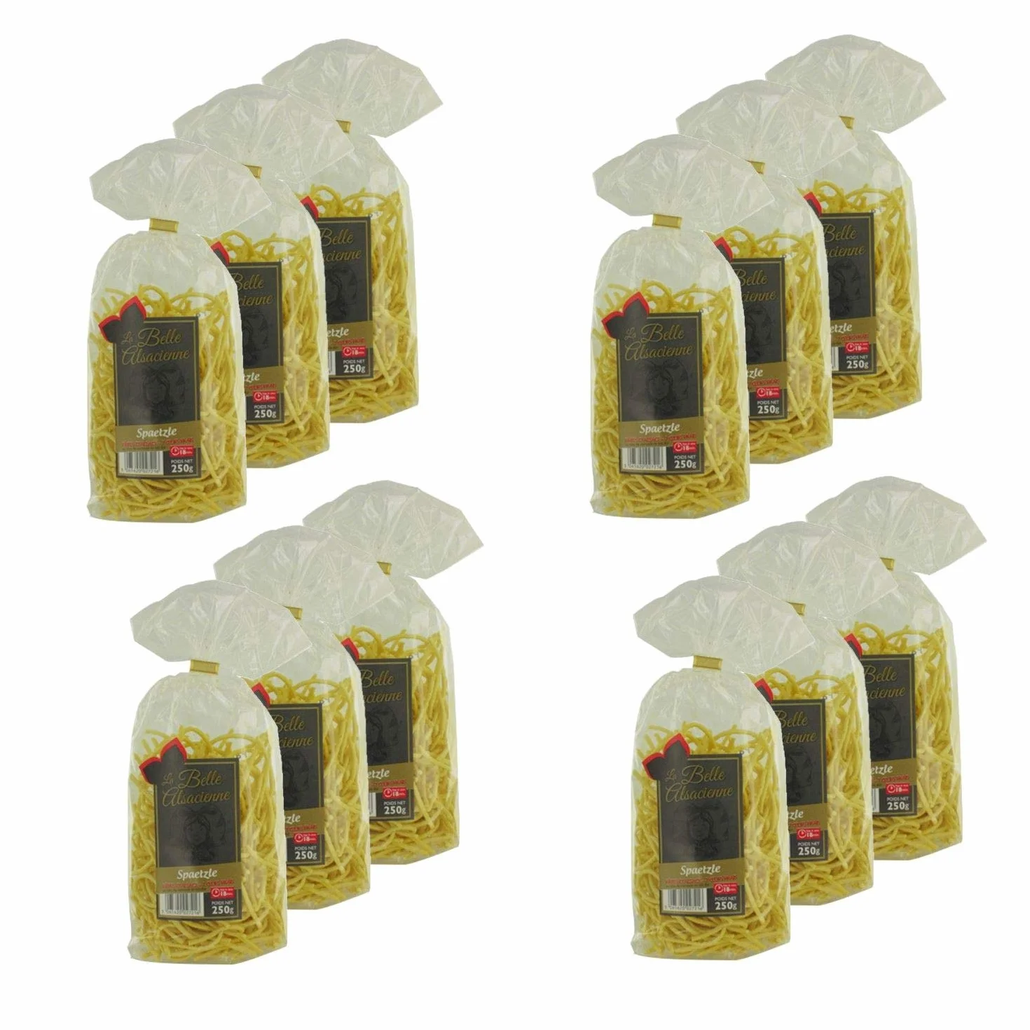 La Belle Alsacienne Pastas de huevo Spaetzle IGP Francia 250 g Lote de 12