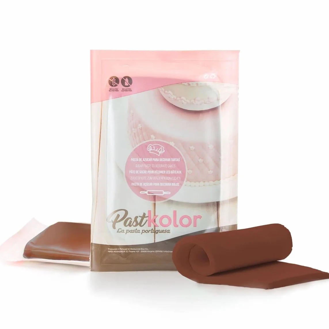 Fondant Pasta de Azúcar Past Kolor 250 g Marrón para Cubrir Tartas