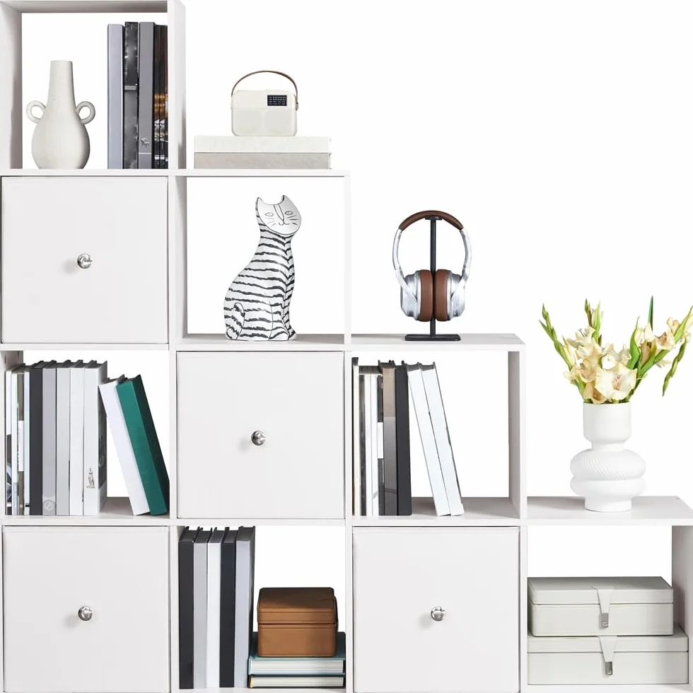 Yaheetech Estantería Librería de Pie Estantería Modular 10 Cubos | Estanteria Escalonada de Biblioteca Organizador Cubos Libreria Abierta Oficina, Salon y Estudio 128x29x128 cm Blanco