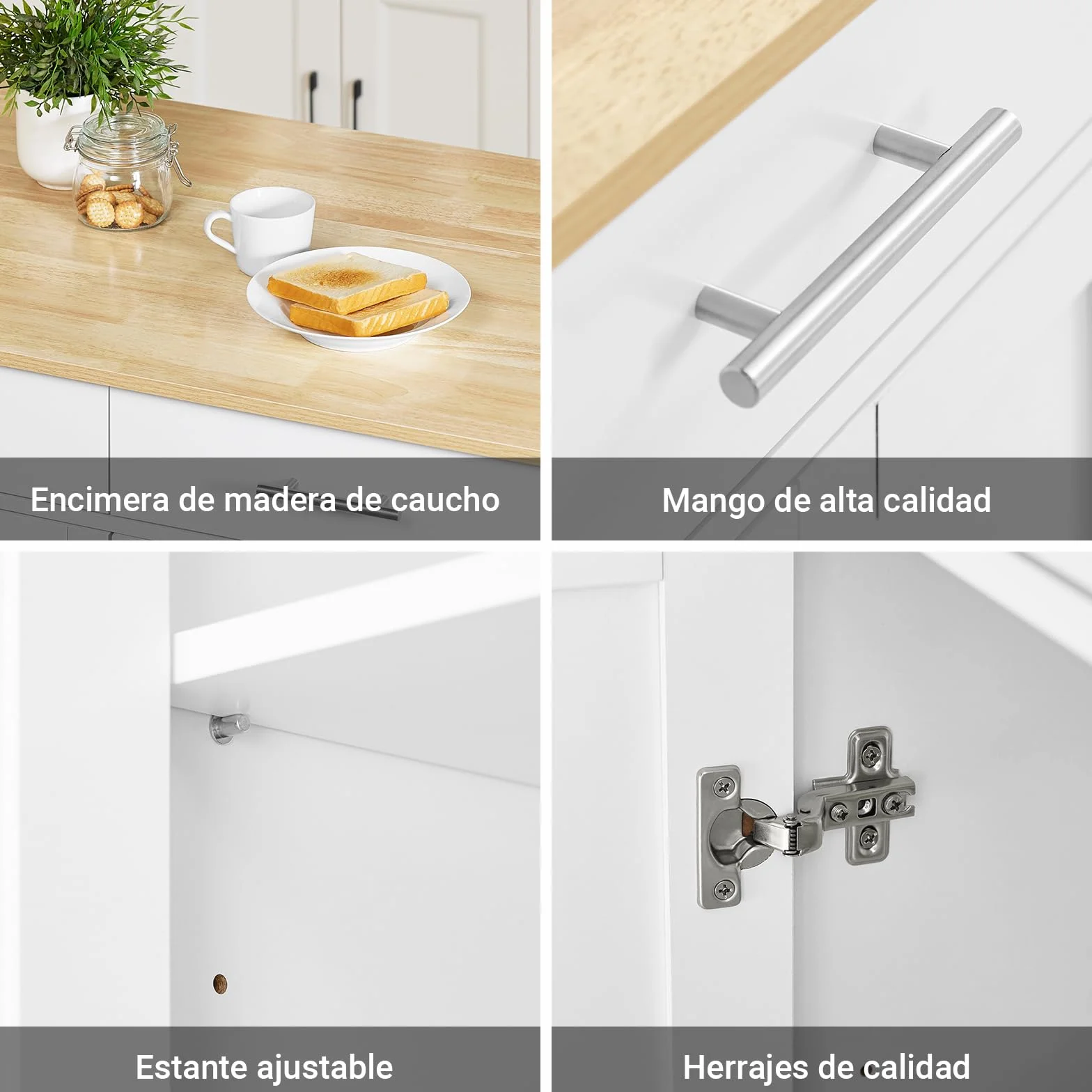 SoBuy Isla Cocina con Ruedas Carro de Cocina con Encimera Extensible Mueble Auxiliar de Cocina con 2 Cajones y Estantes Ajustables, Ideal para Cocinas Pequeñas Blanco 113 × 44–69 × 91 cm FKW129-WN