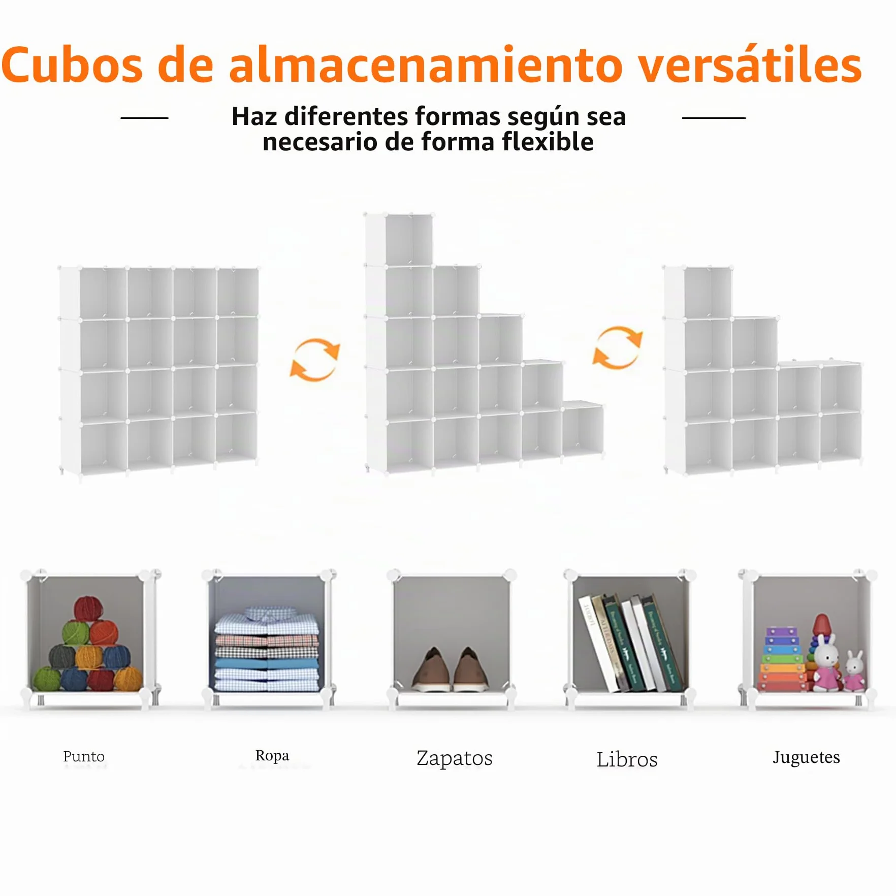 AWTATOS Estantería Modular de Plástico 16 Cubos Organizador de Almacenamiento Apilable
