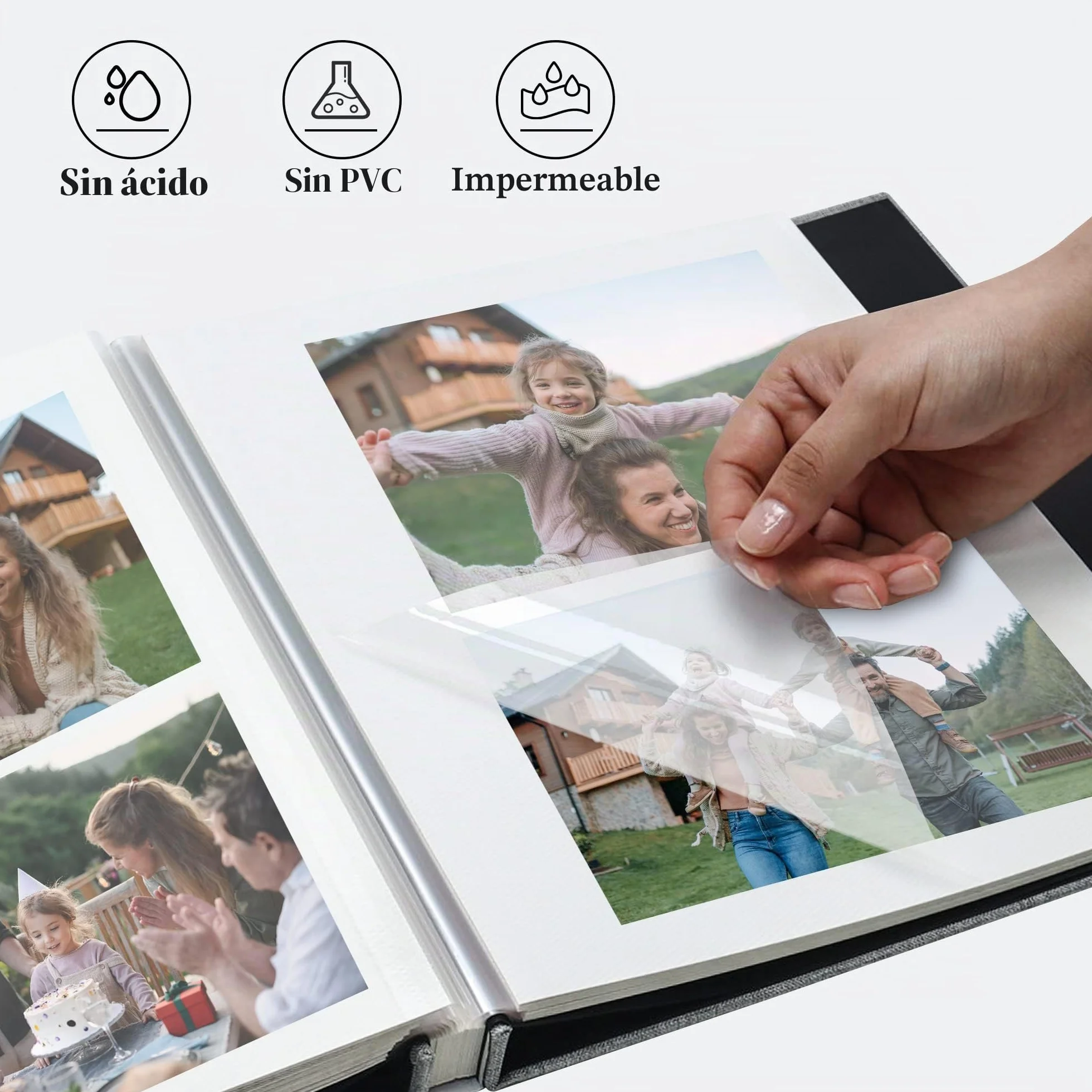 Vienrose Álbum Fotos Autoadhesivo 28x27 CM 40 páginas Scrapbook para Pegar y Escribir Funda de Lino Regalo Bebé Cumpleanos Recuerdos Boda Aniversario Familiares con Bolígrafo Metálico