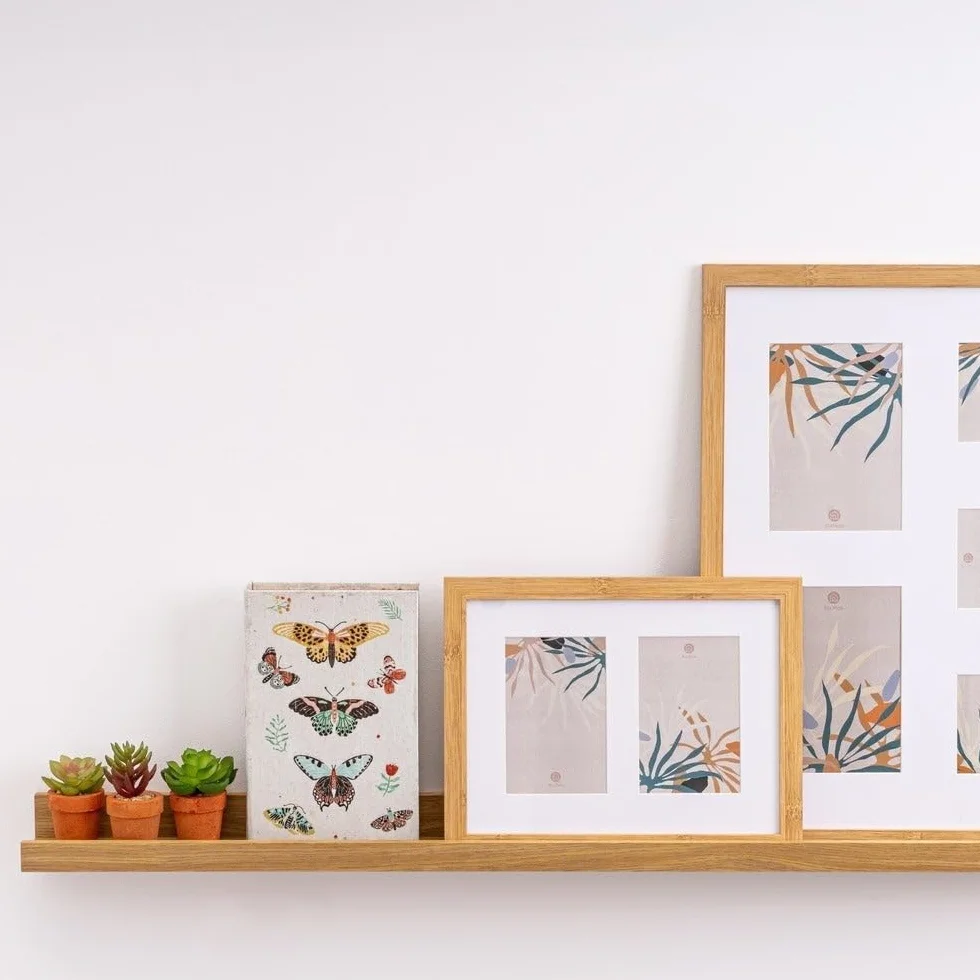 Repisas de Pared Balda Flotante Madera Estante con Bordes Estantería Estrecha LOLAhome