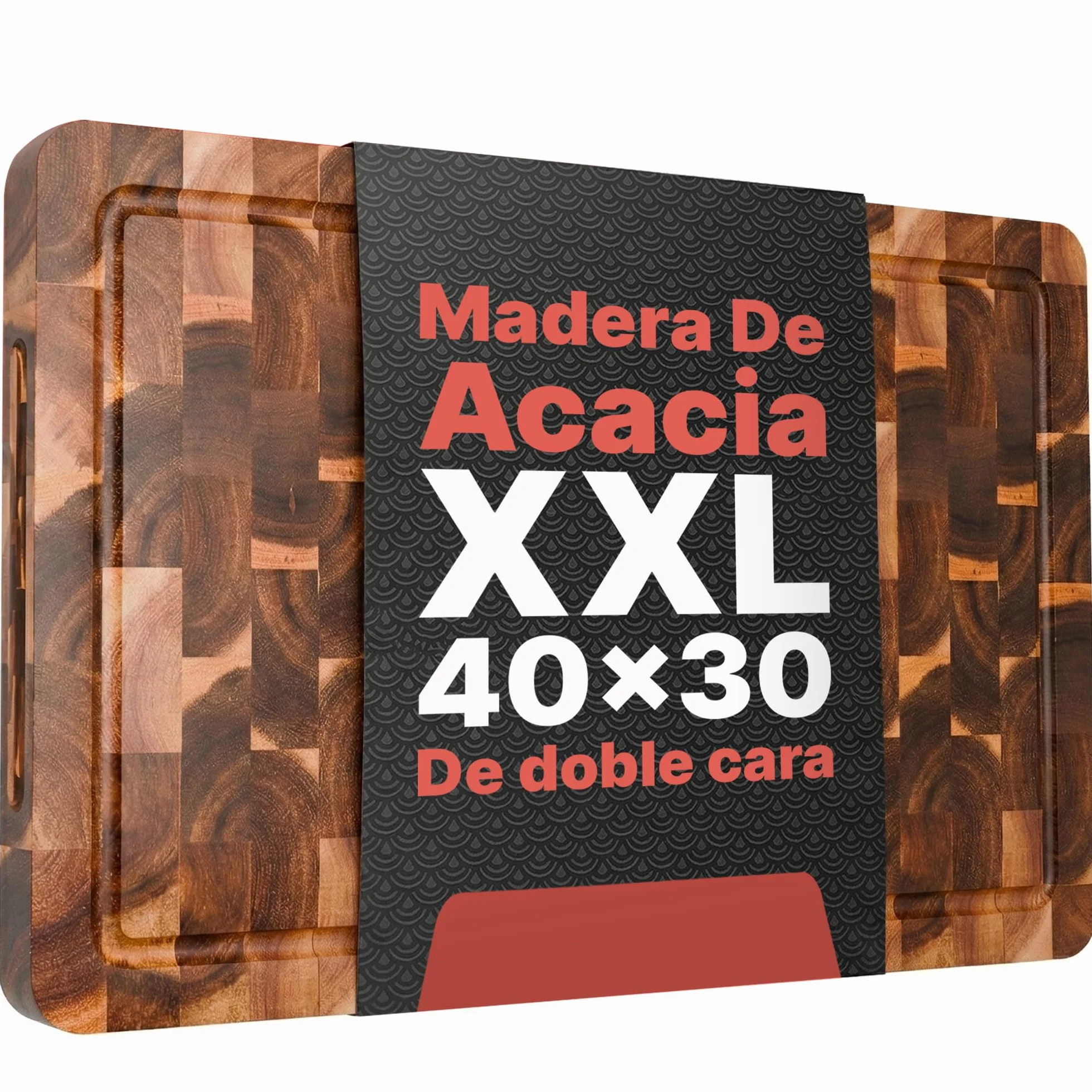 Tabla Cortar Cocina Acacia Madera 40x30x3 cm Doble Cara