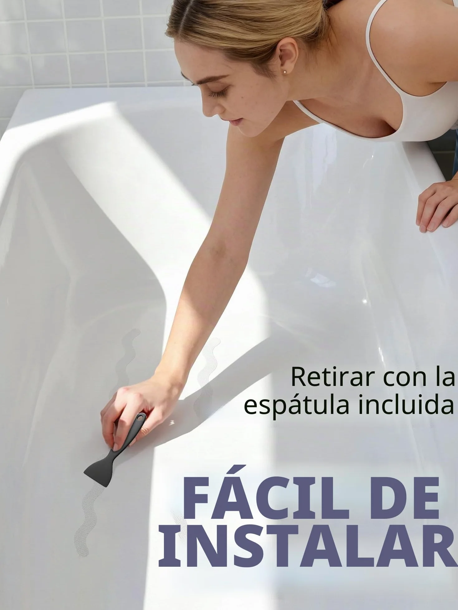 Secopad Pegatinas Antideslizantes para Ducha, 24 unidades, Tiras de Seguridad para Bañera, Escaleras, Transparente