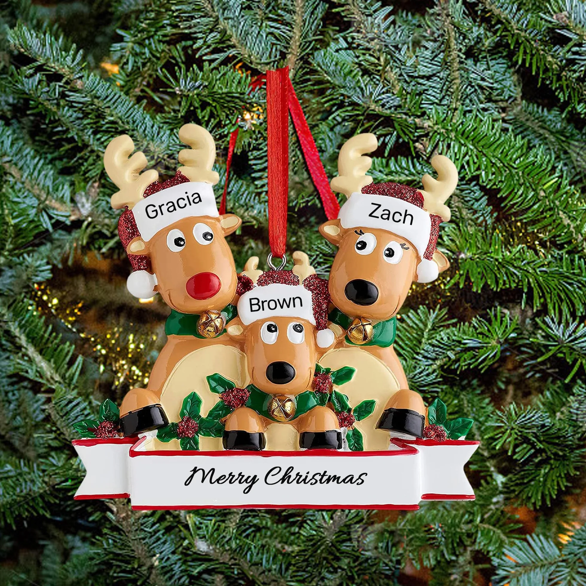 Adornos Navideños Personalizados Colgante Familia 3 Miembros Decoración Navidad
