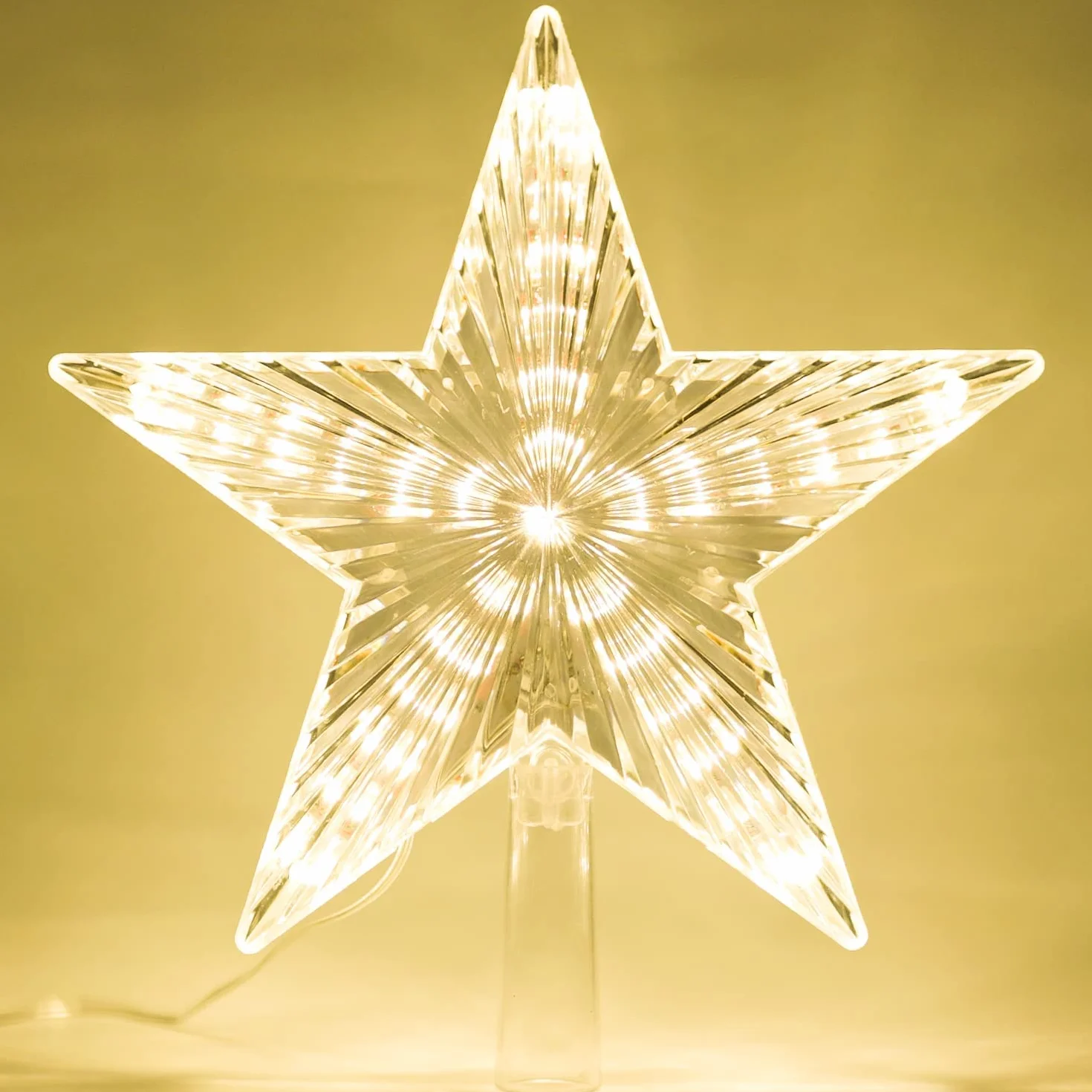 Topper de Estrella para Árbol de Navidad con Purpurina y Luz LED - Decoración Navideña