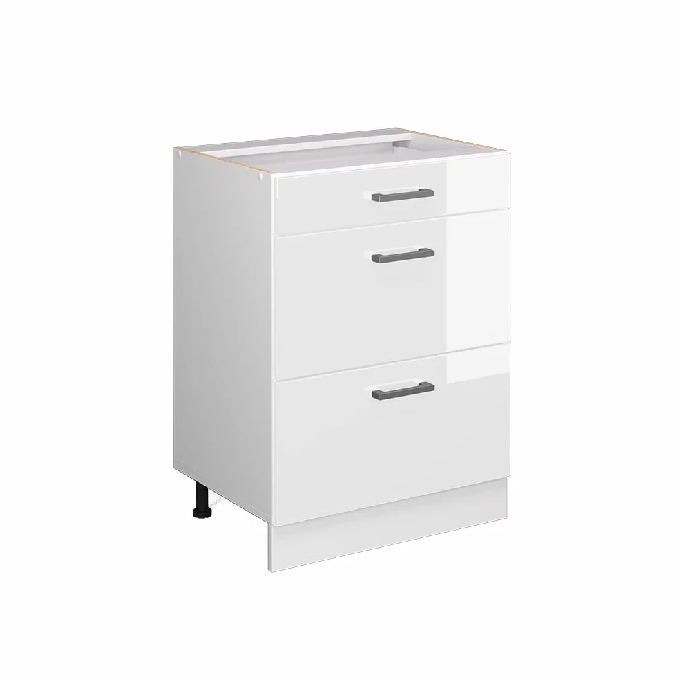 Vicco Mueble bajo de Cocina R-Line, Blanco Alto Brillo, 60 cm con cajones, sin encimera, para combinación Libre Dentro de Sistemas de Cocina modulares