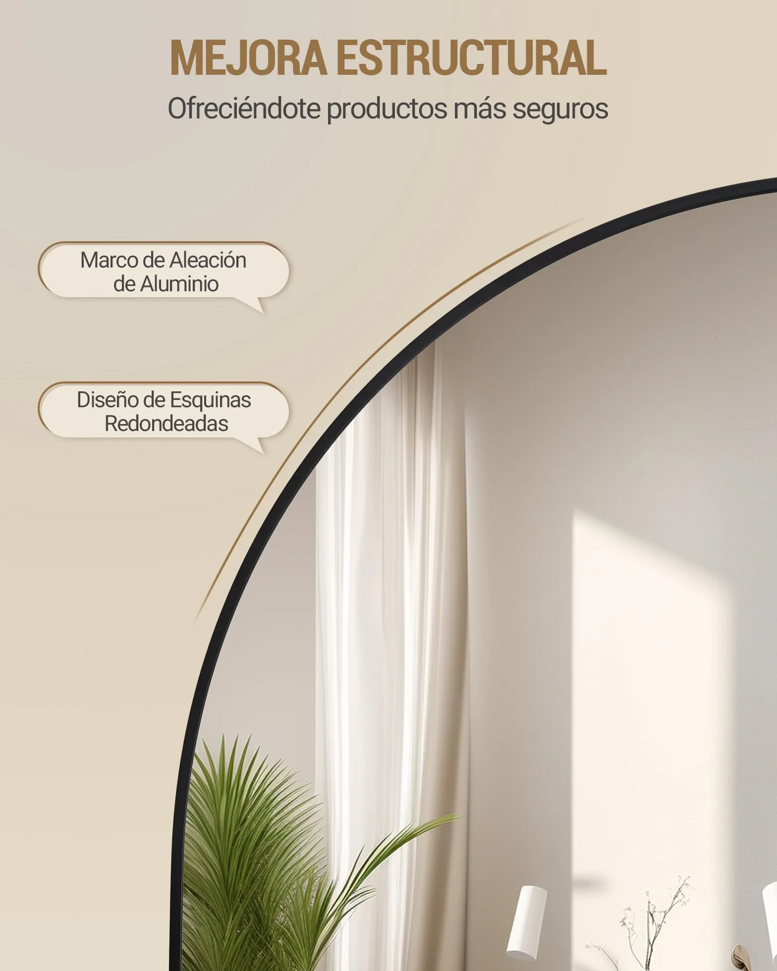 Hzuaneri Espejo de Cuerpo Entero, 160 x 50 cm, Espejo Arqueado con Soporte, con Marco de Aleación de Aluminio, Cristal Templado, Se Puede Montar en la Pared, para Dormitorio, Salón, Negro DM41999B