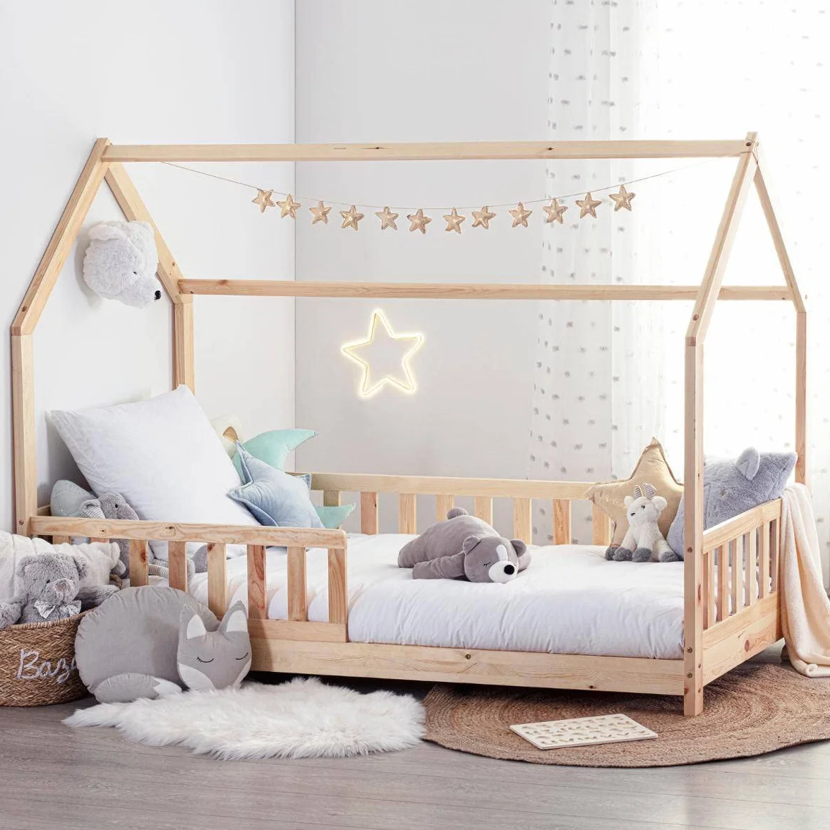 Atmosphera - Cama cabaña Infantil «Bosco» - Madera 90 x 190 cm