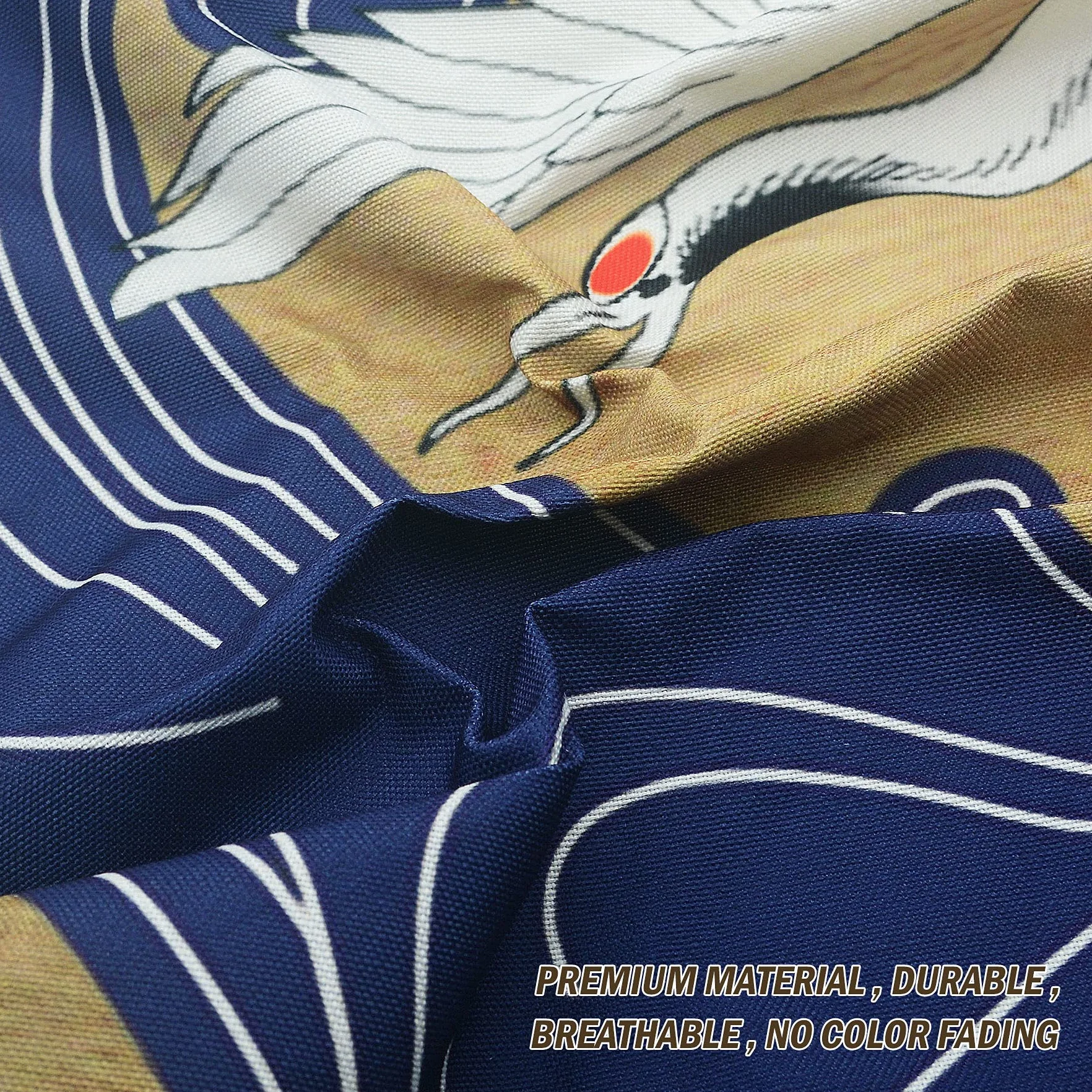 LIGICKY Cortina Retro Japonesa Noren de Lino Blanco con diseño de Ondas Azules para Ventana asiática para Colgar en la Puerta de Sushi, Cocina, decoración del hogar, 85 x 150 cm