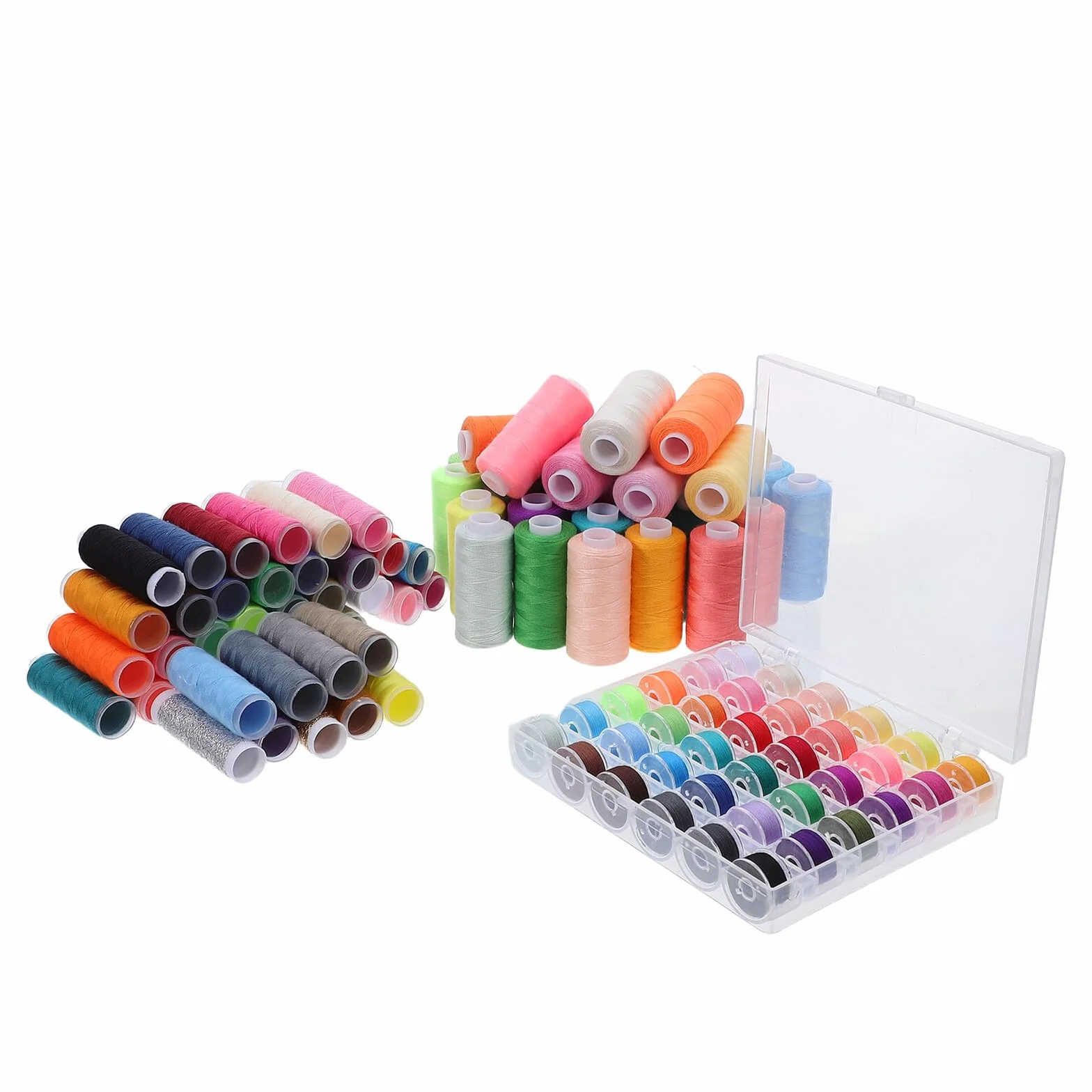 UKCOCO Surtido de 111piezas Hilos de Poliéster para Máquina de Coser con 39 Colores y 36 Bobinas con Soporte Portátil para Costura Doméstica y Reparaciones