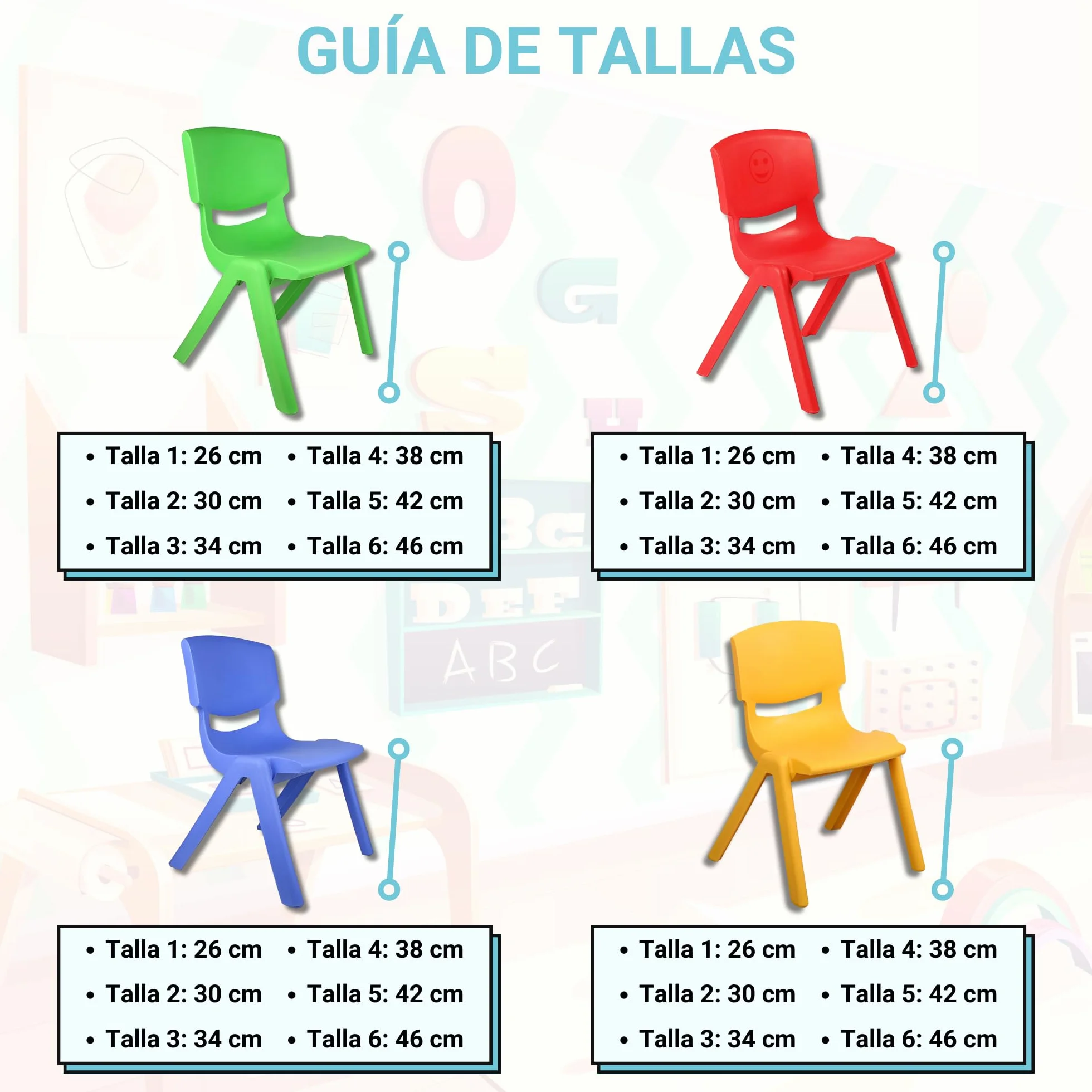 Silla Infantil de Plástico Élite Ideal para Centro Infantil y Hogar – Resistente, Segura y Sin Montaje Requerido - Talla 3 (Altura 34 cm), Amarillo