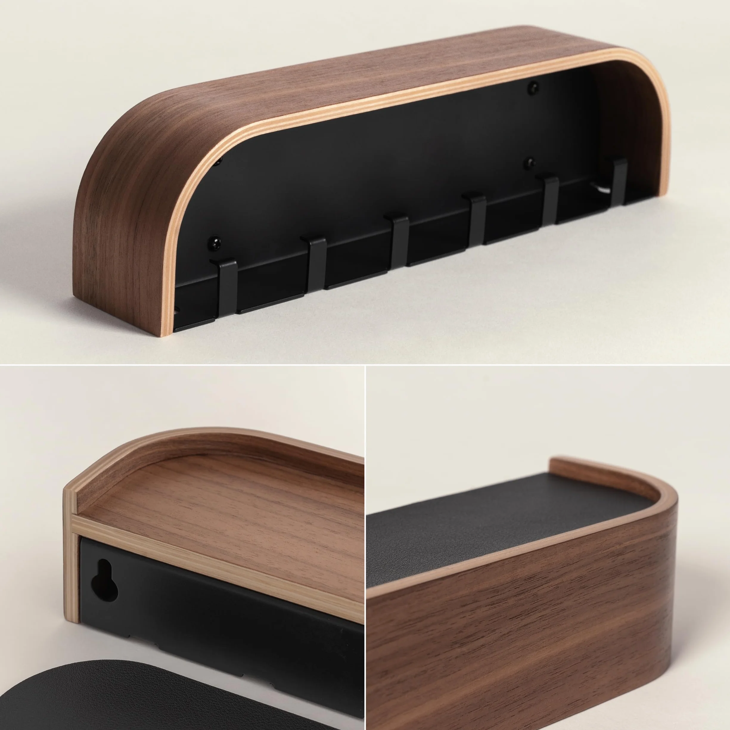 Kazai. Colgador Llaves Pared 'Toke' | Diseño Minimalista de Llavero de Berlín | Porta con Estante de Madera con Ganchos | Cuelga para Entrada y Pasillo | Nogal