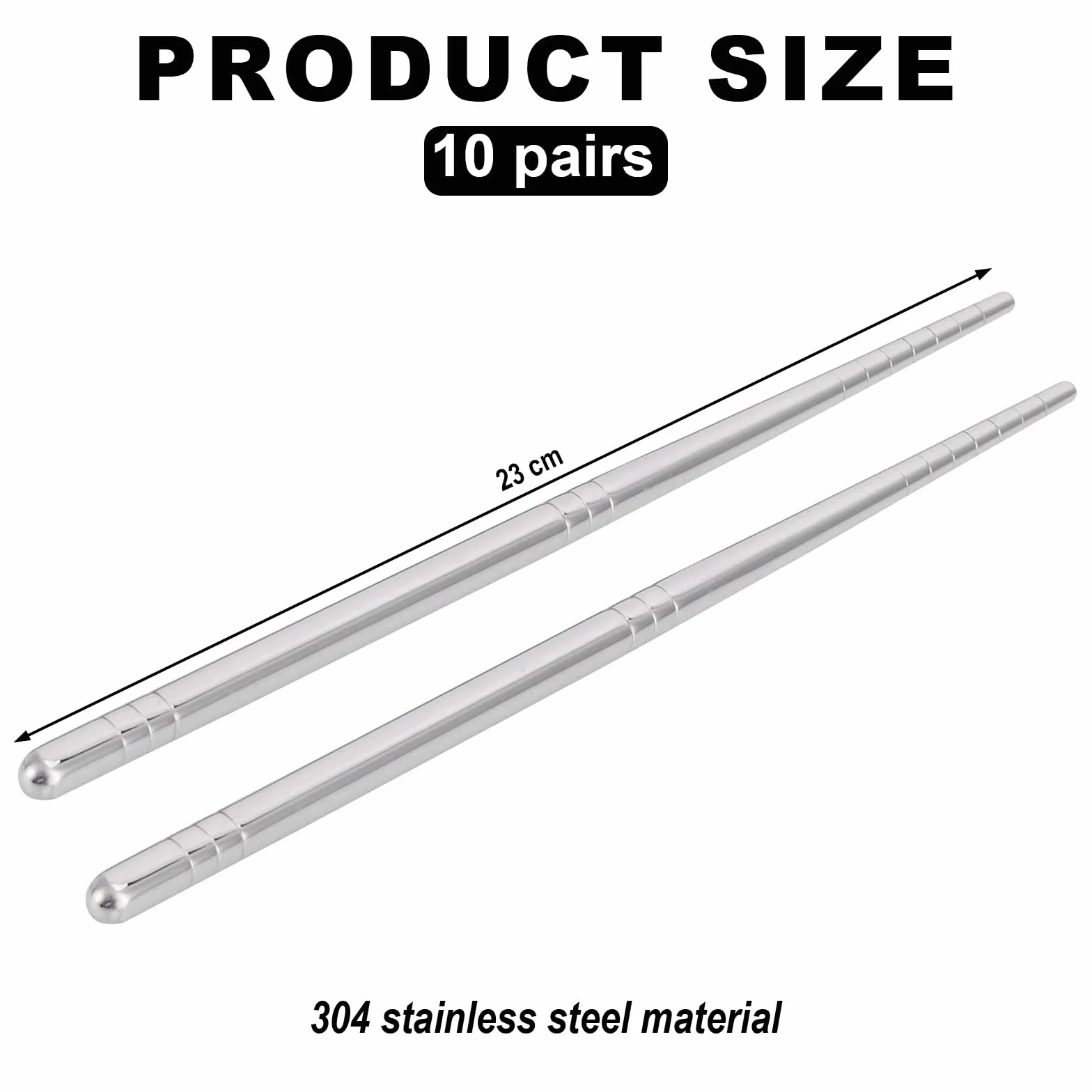 Palillos de acero inoxidable 23 cm aptos para lavavajillas para sushi cocina china japonesa coreana