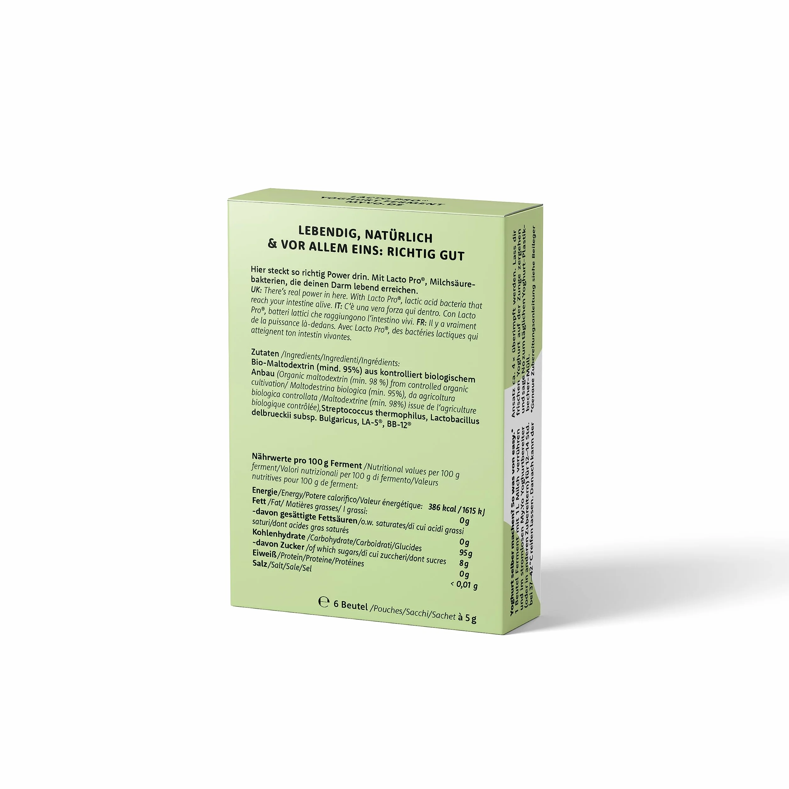 Fermento para Yogur Ecológico Lacto Pro, 6x5 gr, Hasta 30 Litros