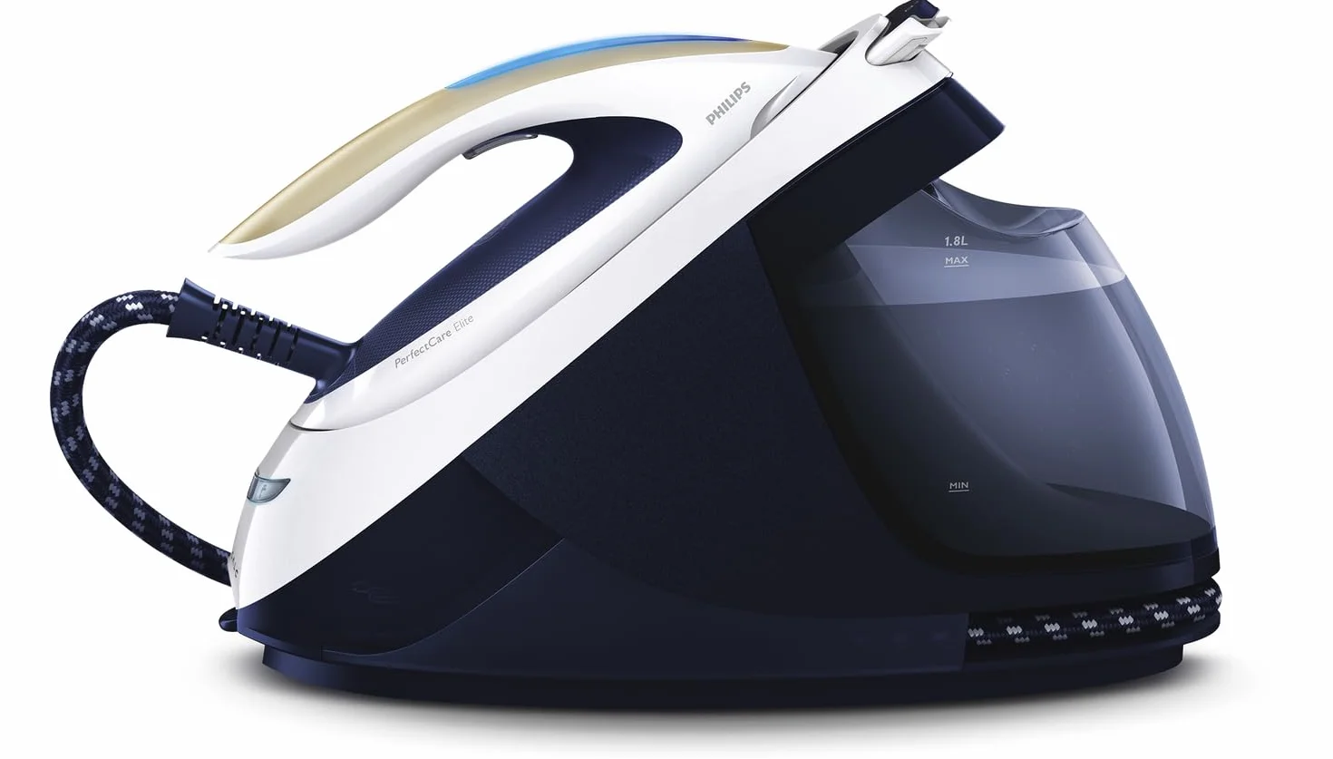 Philips PerfectCare Elite Plancha Vertical Vapor - 2700 W, 520 g De Vapor, 7,5 Bares, Tecnología OptimalTEMP, Modo ECO, T-ionicGlide, Azul/Blanco (GC9635/20)