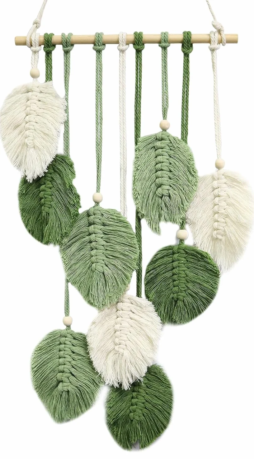 Tapiz de Macramé Boho Hecho a Mano Algodón Natural para Decoración de Pared Dormitorio