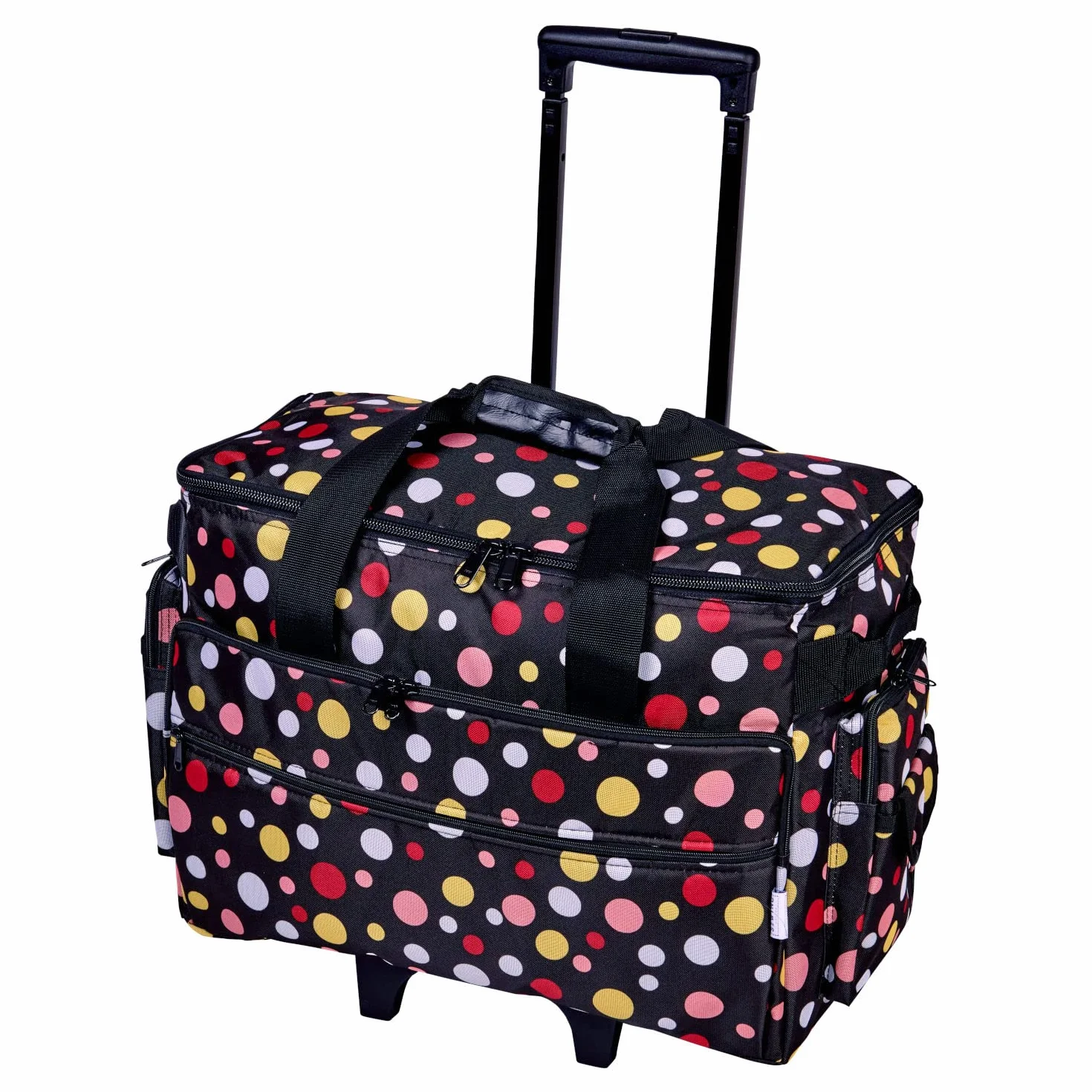 Sewing-Online Bolsa Grande con Ruedas para máquina de Coser en una Duradera Tela Negra con Manchas Multicolores, 51 x 38 x 28 cm, Abedul 006106 / BM
