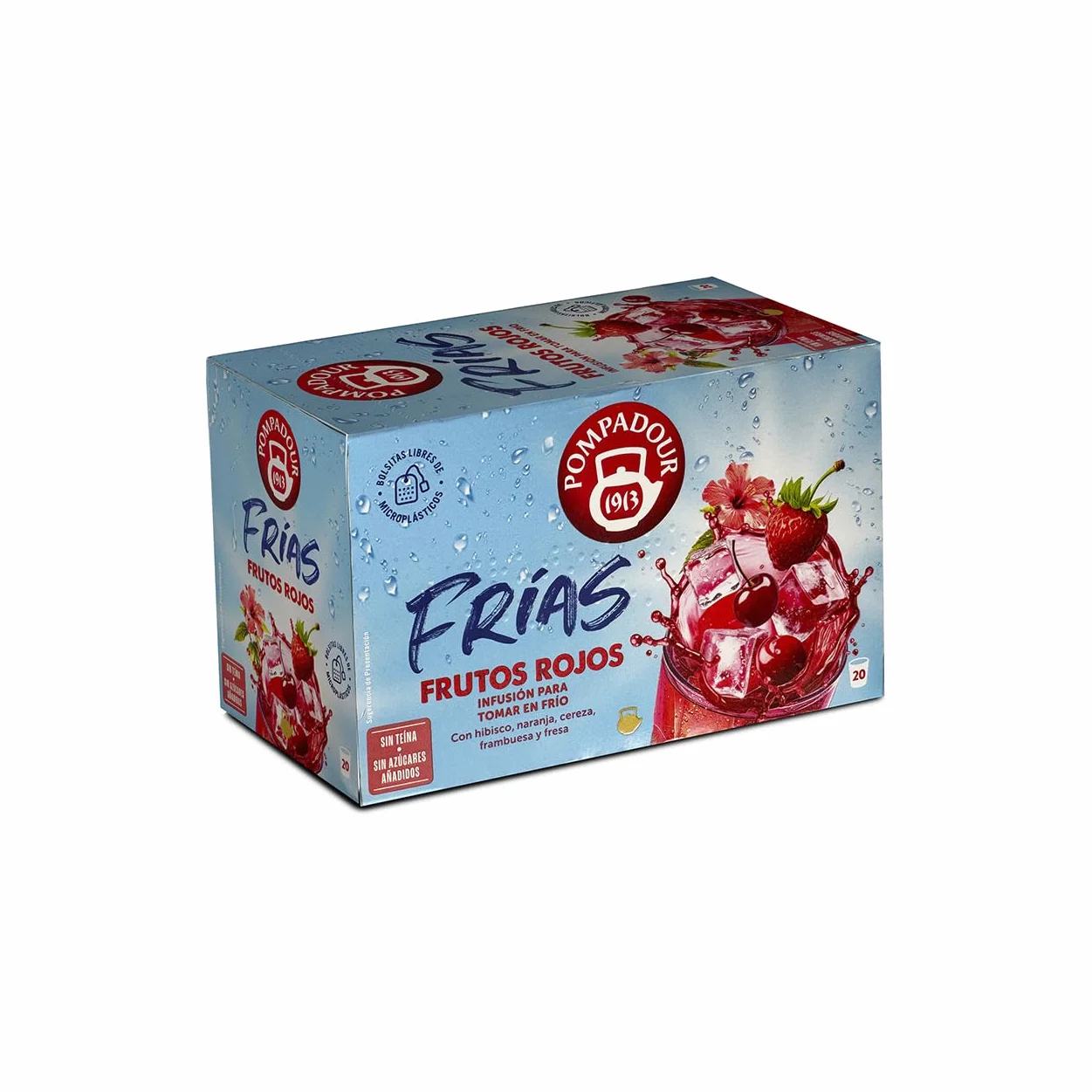Pompadour Infusión de Frutos Rojos Agua Fría Sin Teína 20 Bolsitas 2,2 Gr