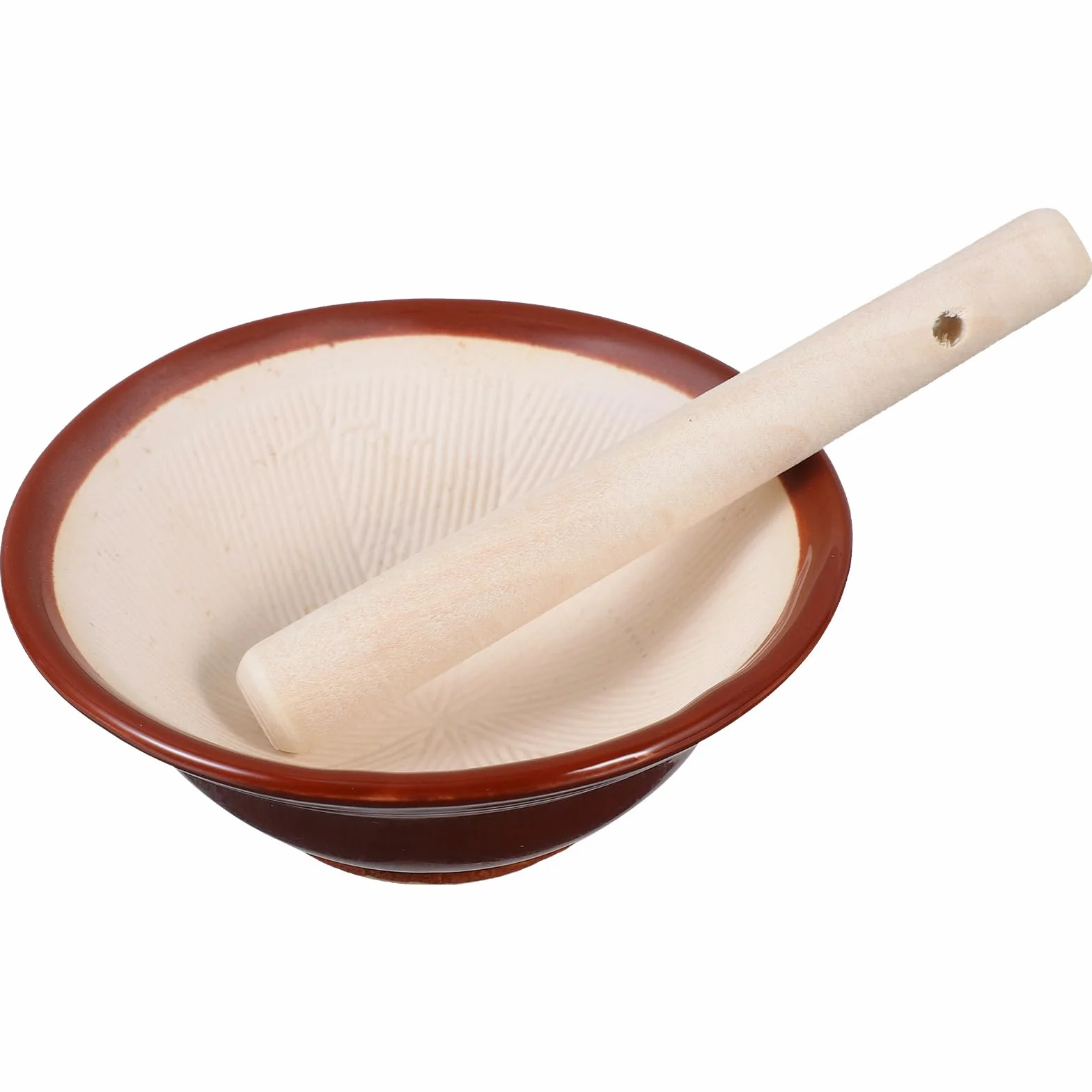 ABOOFAN 1 Pc cuenco de molienda triturador de ajo molinillos de pimienta suribachi sal mortero retro Tazón para moler condimentos cerámica amoladora terry Trituradora bebé píldora Madera