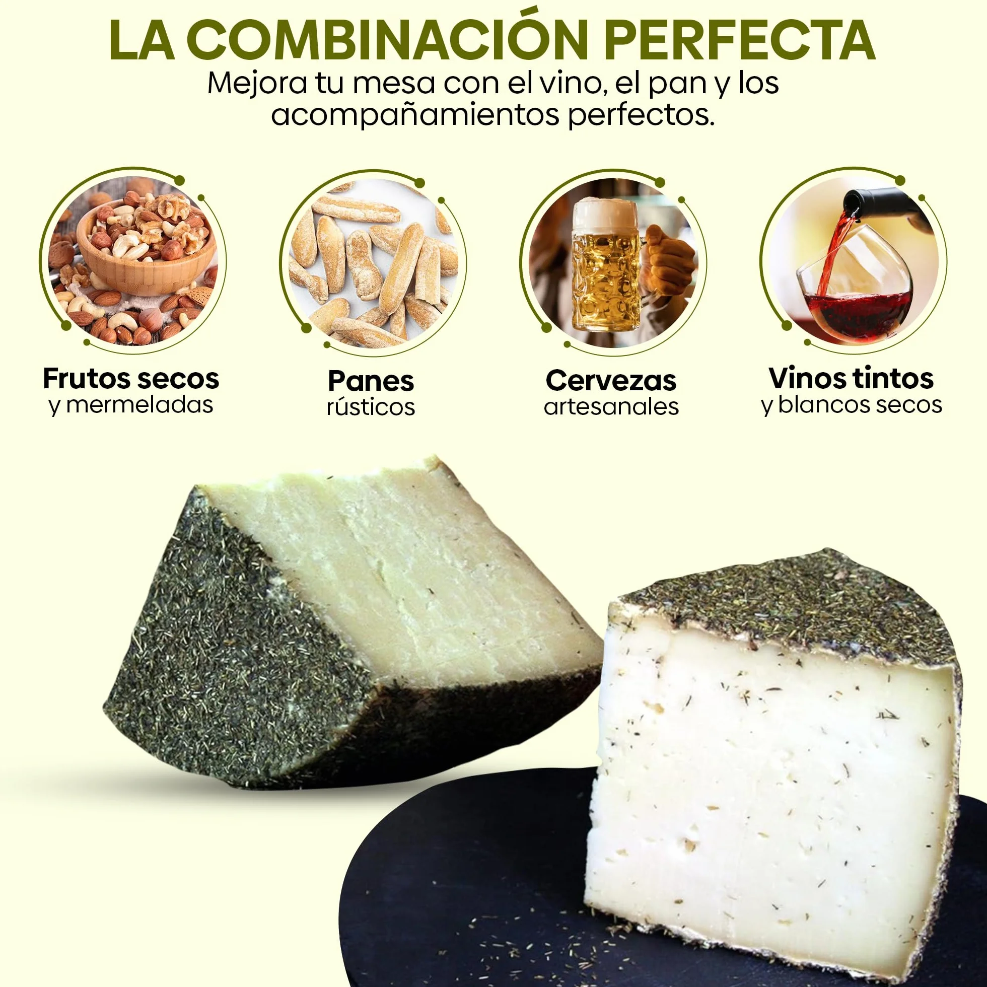 QUESOS LA ALDEA Queso Artesano de Oveja Curado con Tomillo 1kg Gourmet
