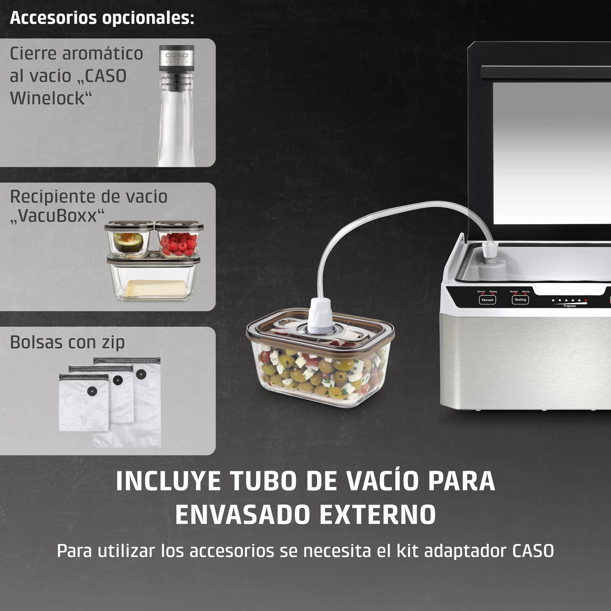 CASO VacuChef 40 - Envasadora al vacío profesional de cámara compacta - Potente capacidad de vacío de 70 L/min - Cámara con capacidad de 3 litros - acero inoxidable