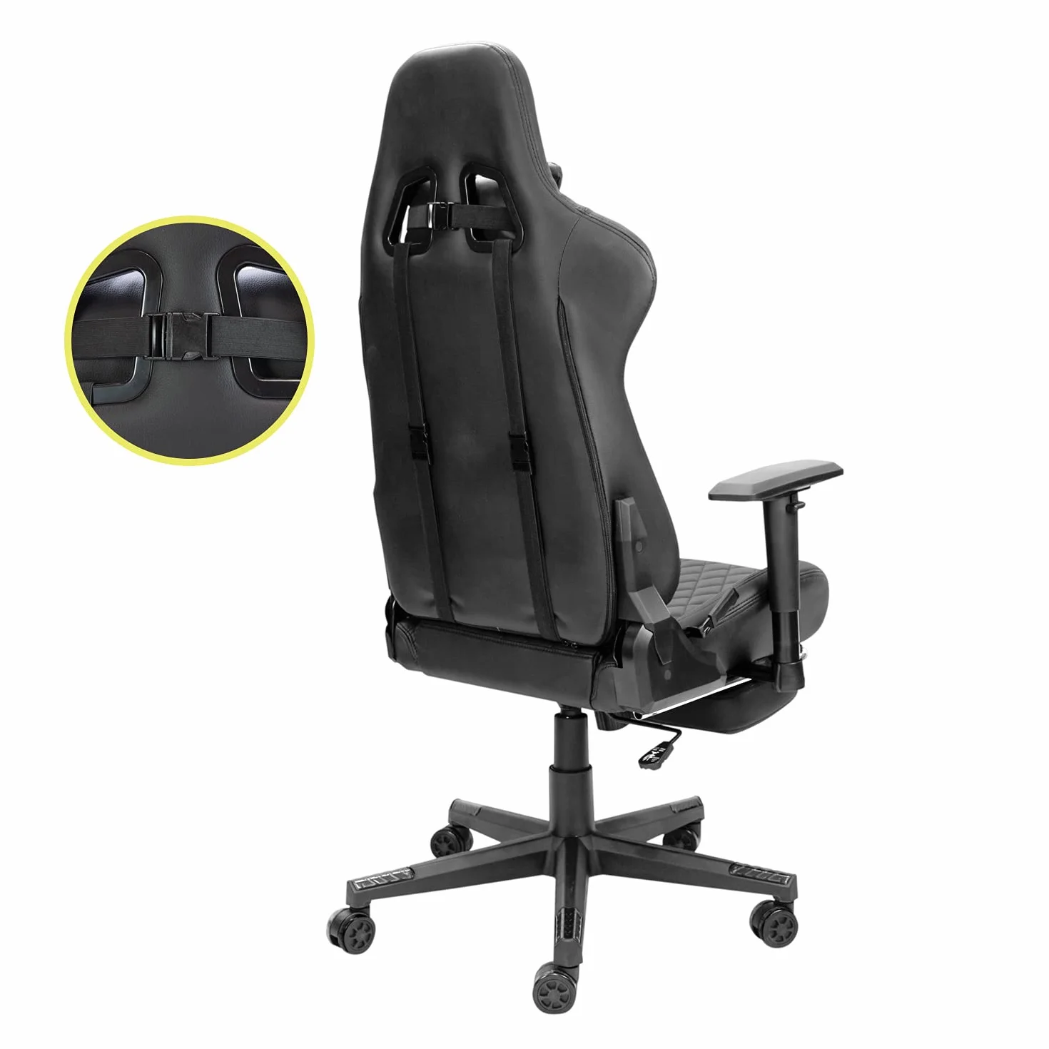 Silla Gaming de Ordenador Dark con Reposapiés y Asiento de Nylon Color Negro
