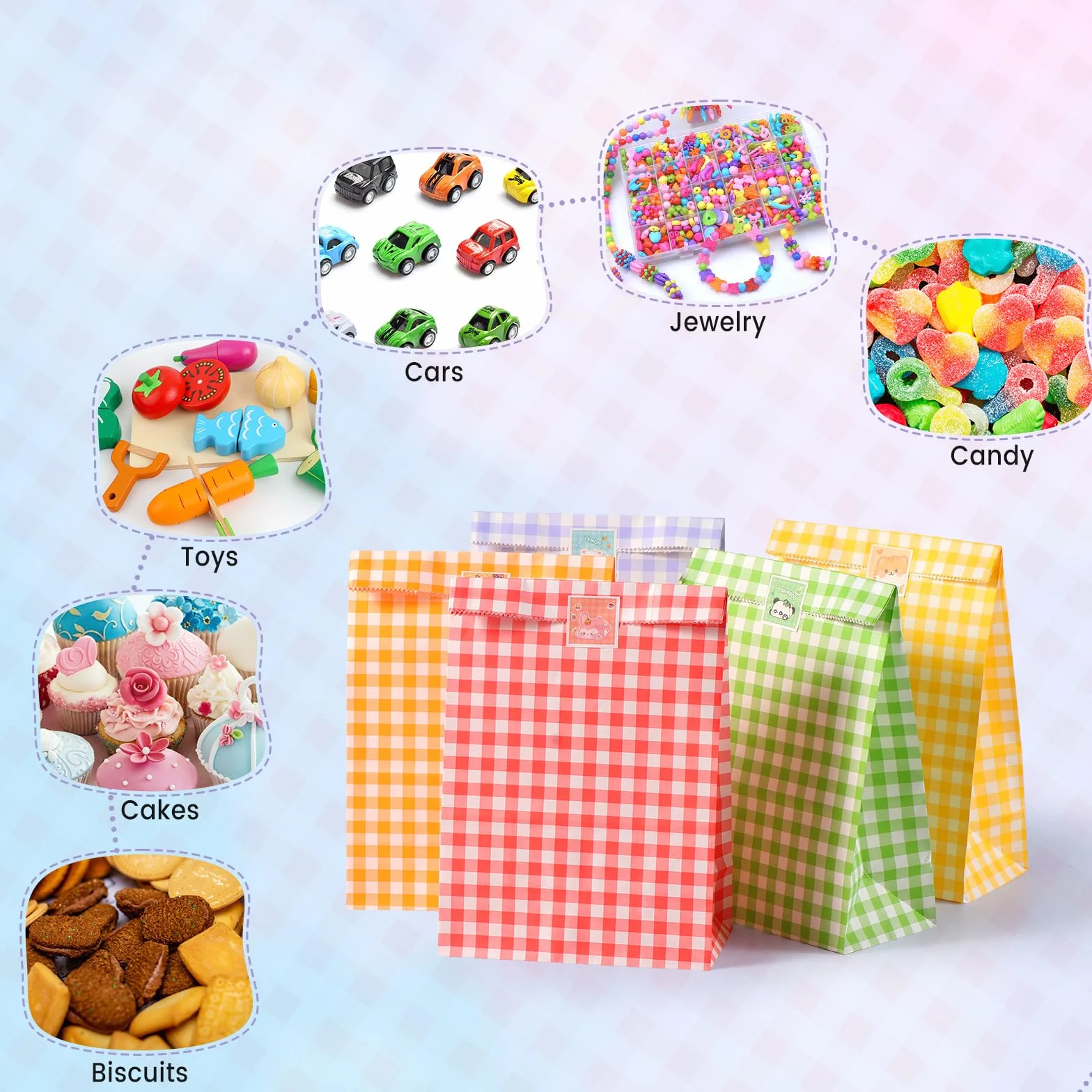 Blendura Bolsas Chuches Cumpleaños, 40 PCS Bolsas de Papel de Colores Bolsas Regalo Cumpleaños, Bolsas Regalo Infantil para Envolver Regalos, Bodas