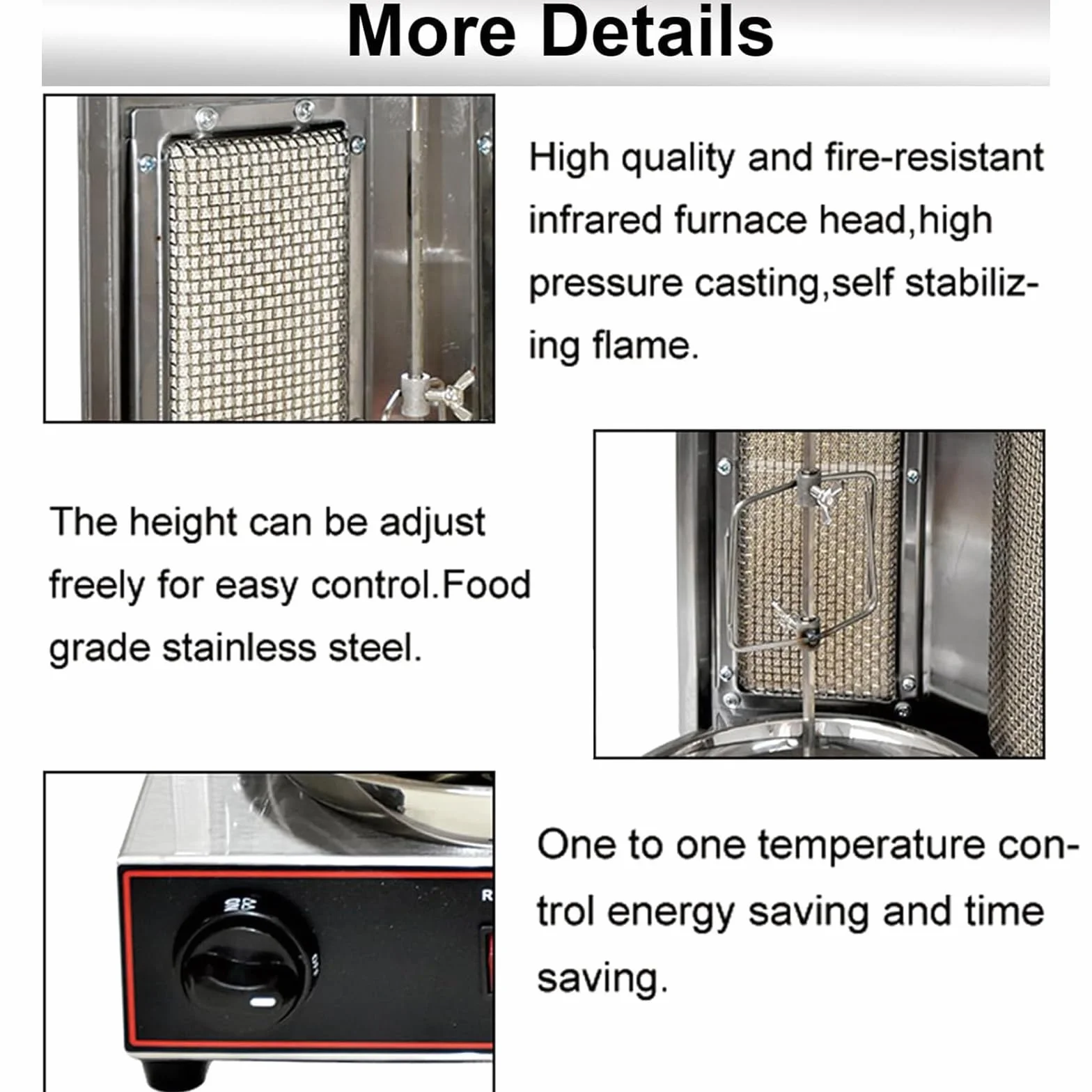 Máquina para asar, máquina de cocción de pollo shawarma con 2 quemadores, pollo de engorde de propano vertical, horno de asador giroscópico, kebab, para el hogar, restaurante, cocina, fiesta,