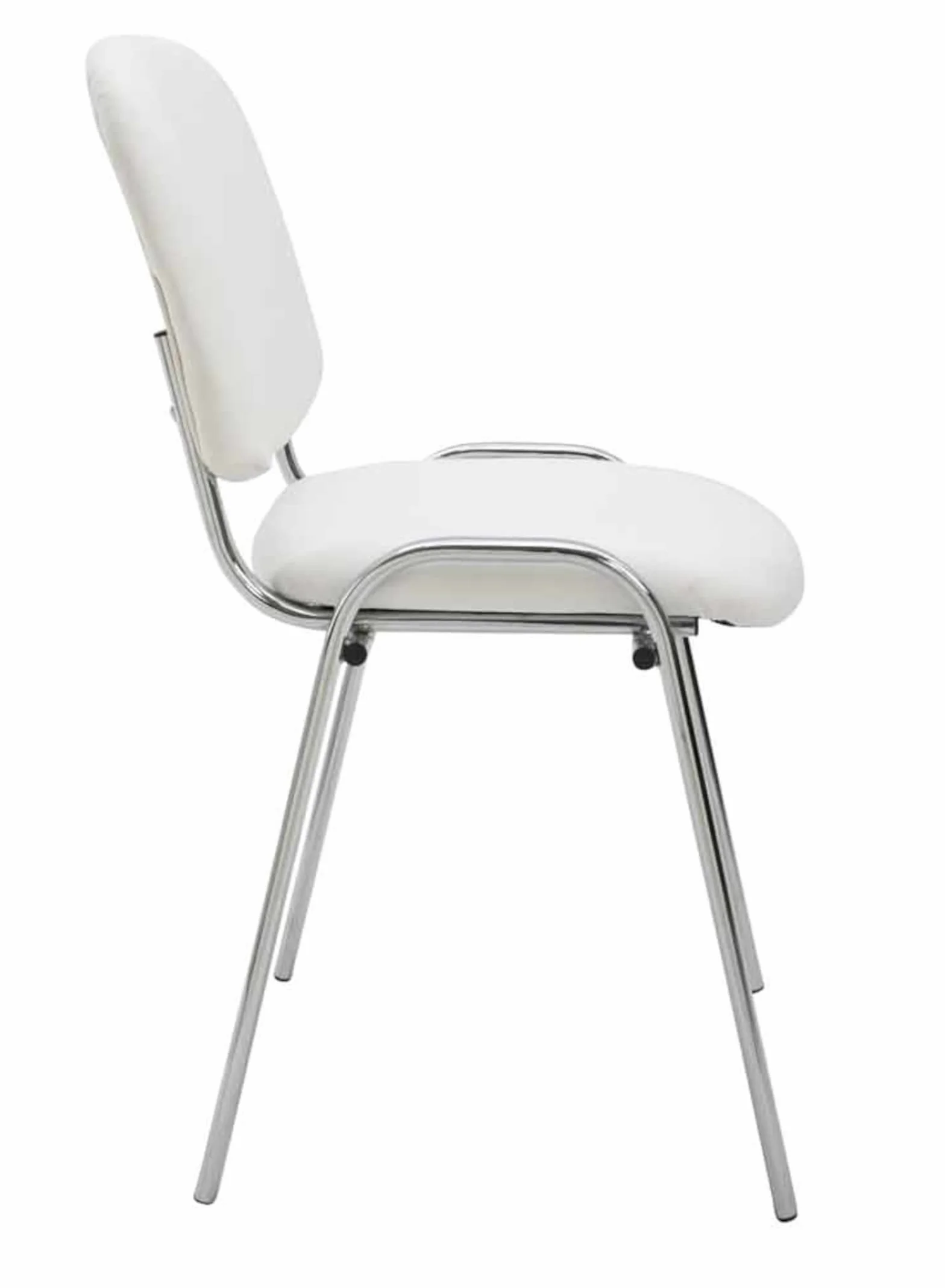 CLP Set De 4 Sillas Ken Cromadas En Polipiel para Eventos I Sillas Apilables con Base Metálica Sin Reposabrazos, Color:Blanco
