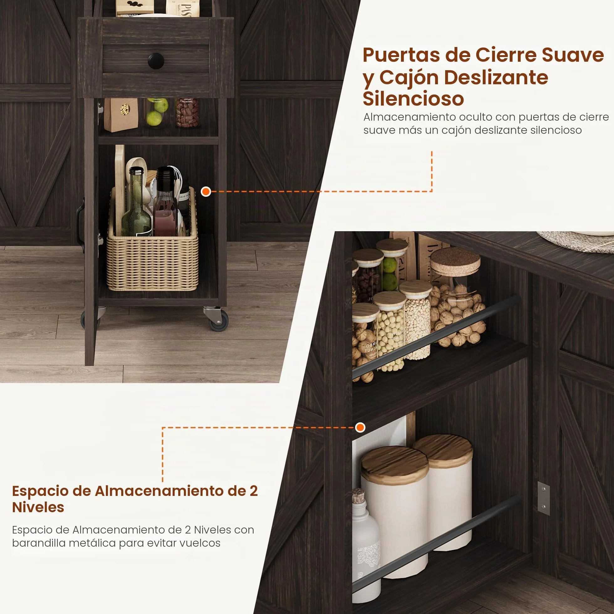 Jocoevol Mesa De Comedor Plegable con Ruedas, Mesa De Cocina con 1 Cajón Y 2 Áreas De Almacenamiento, Adecuada para 2-4 Personnas, para Espacios Pequeños, Comedor Y Cocina (Nogal Oscuro)