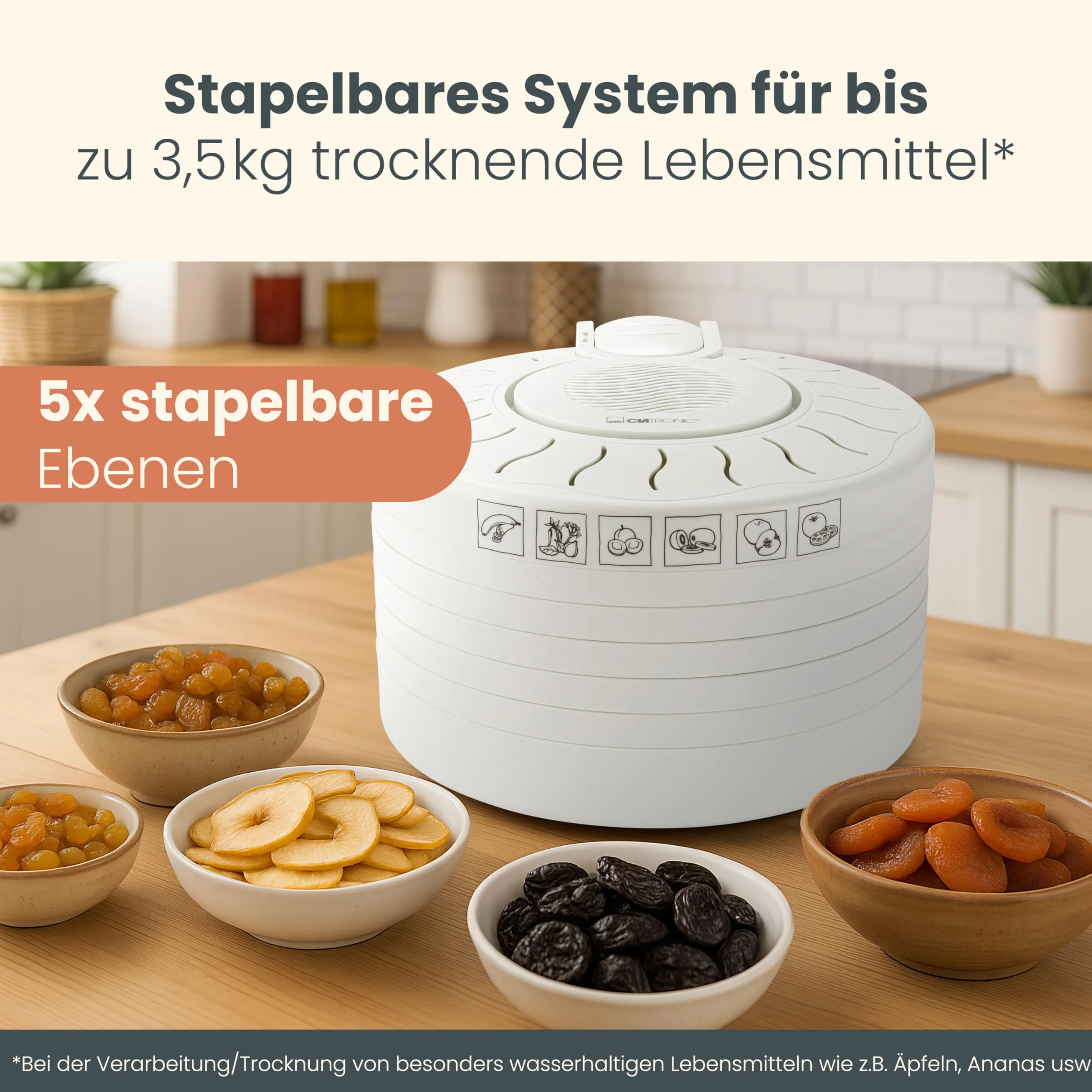 Clatronic DR 2751 Deshidratador de alimentos 250 W 5 bandejas blanco