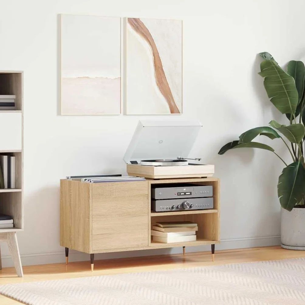 vidaXL Mueble de Discos Madera de ingeniería Roble Sonoma 85x38x48 cm