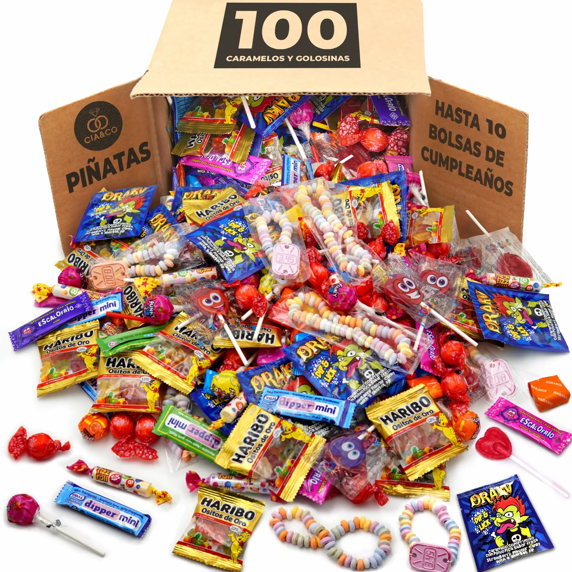 Cia&Co Mega Box 100 Chuches Caramelos y Golosinas Surtido Envuelto Individualmente