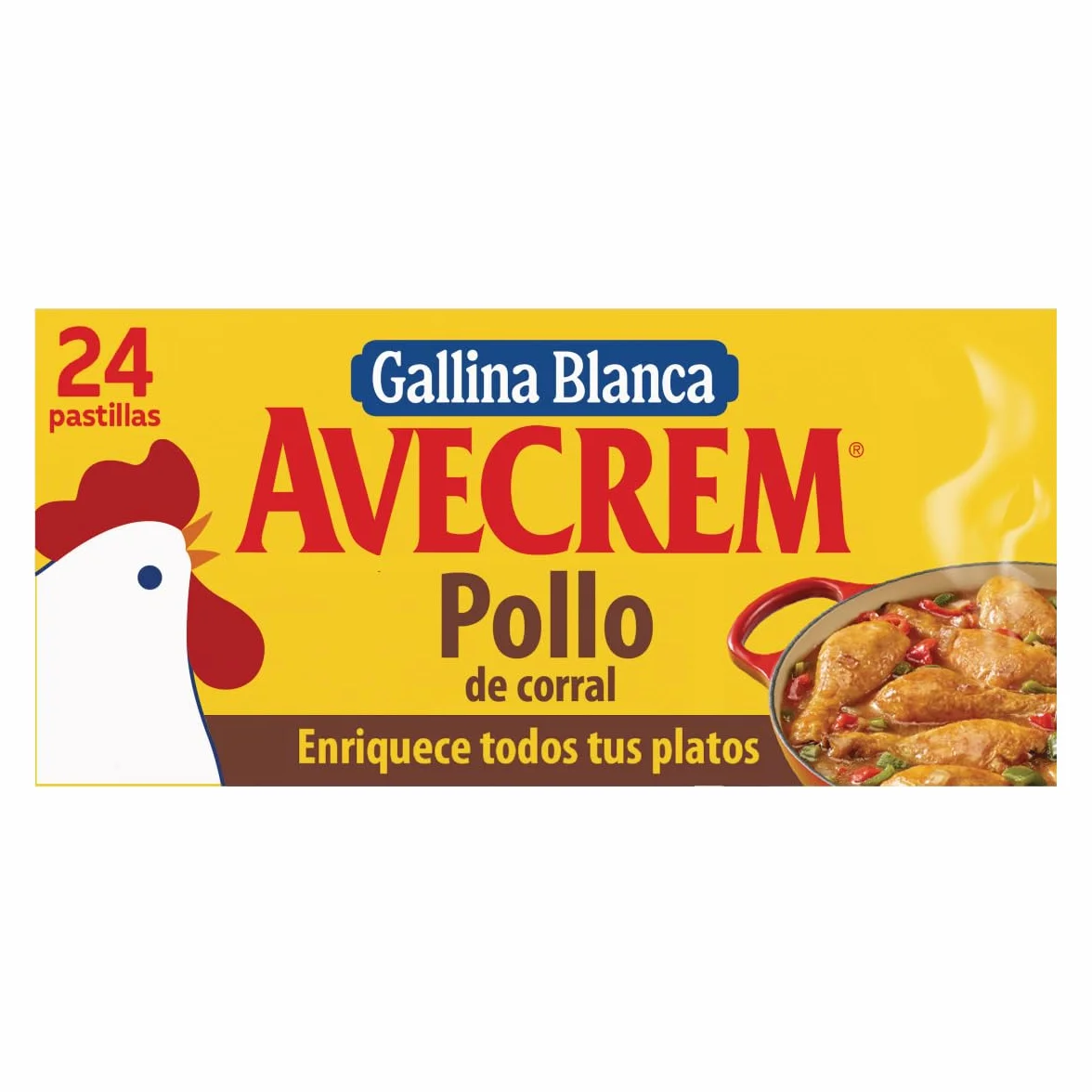 Gallina Blanca Avecrem Caldo de Pollo 24 Pastillas, Bajo en Grasa, Sin Gluten