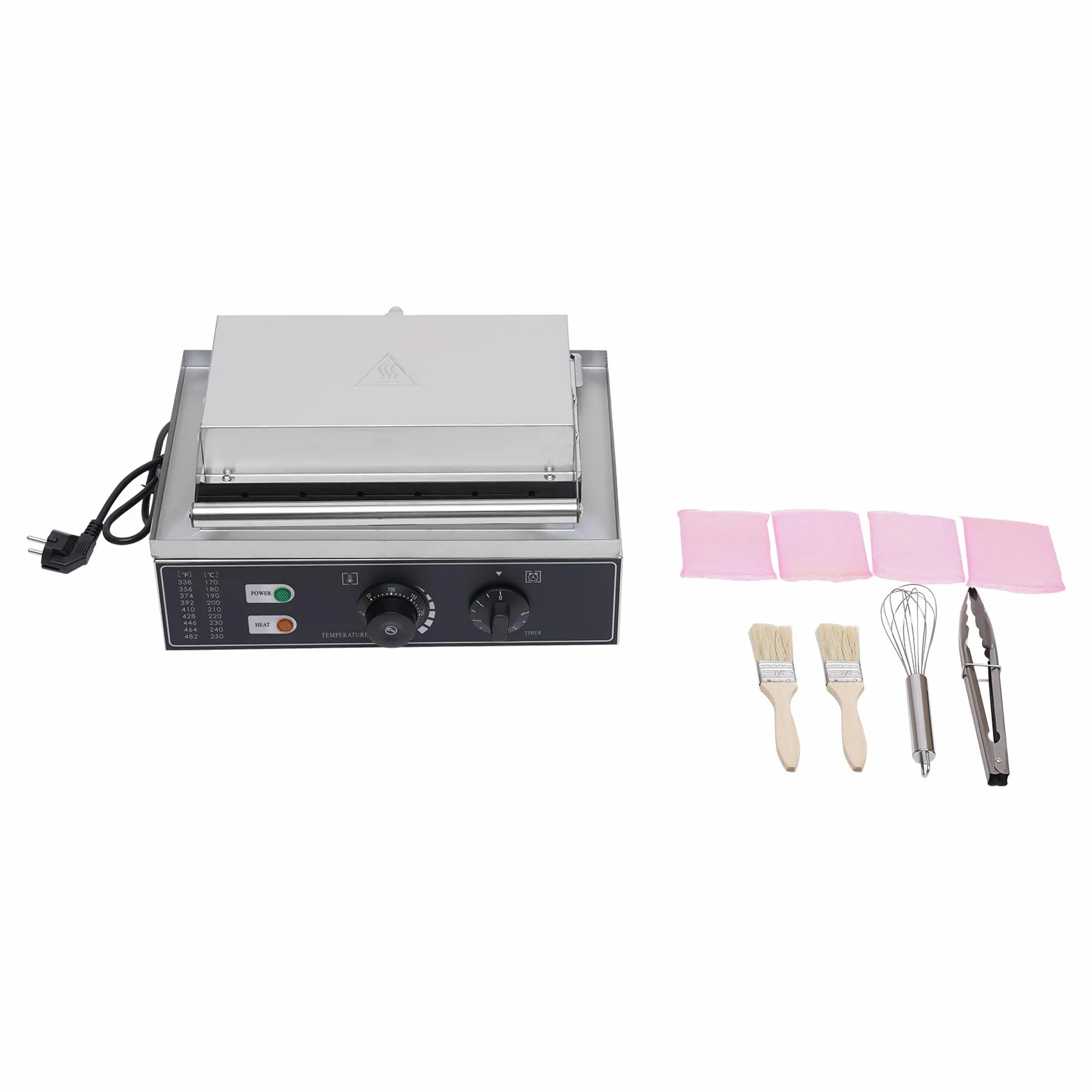 Máquina de perritos calientes 1500W 220V 6 unidades control temperatura 50-300℃ acero inoxidable