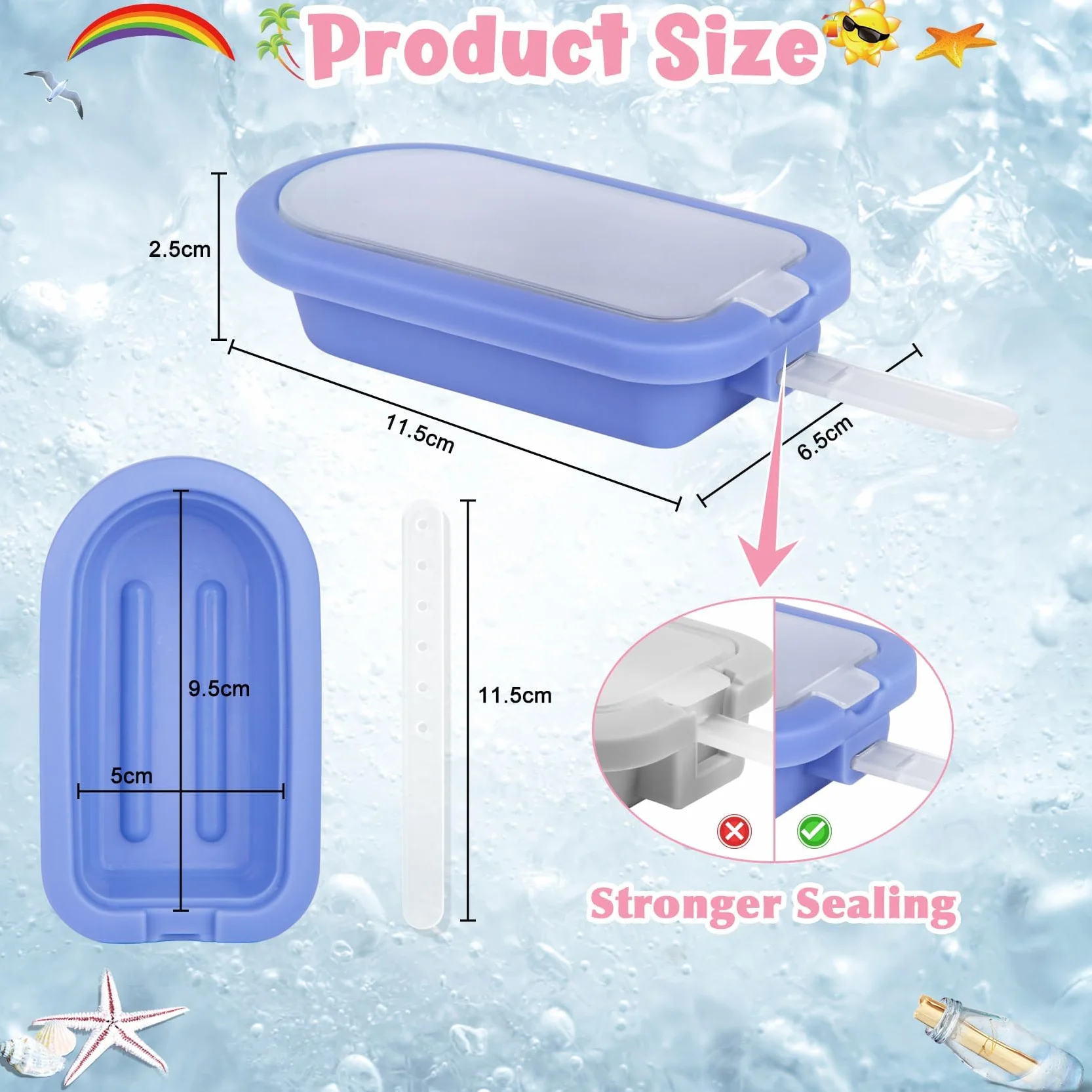 Moldes para helados de silicona 12 piezas con tapa y palitos