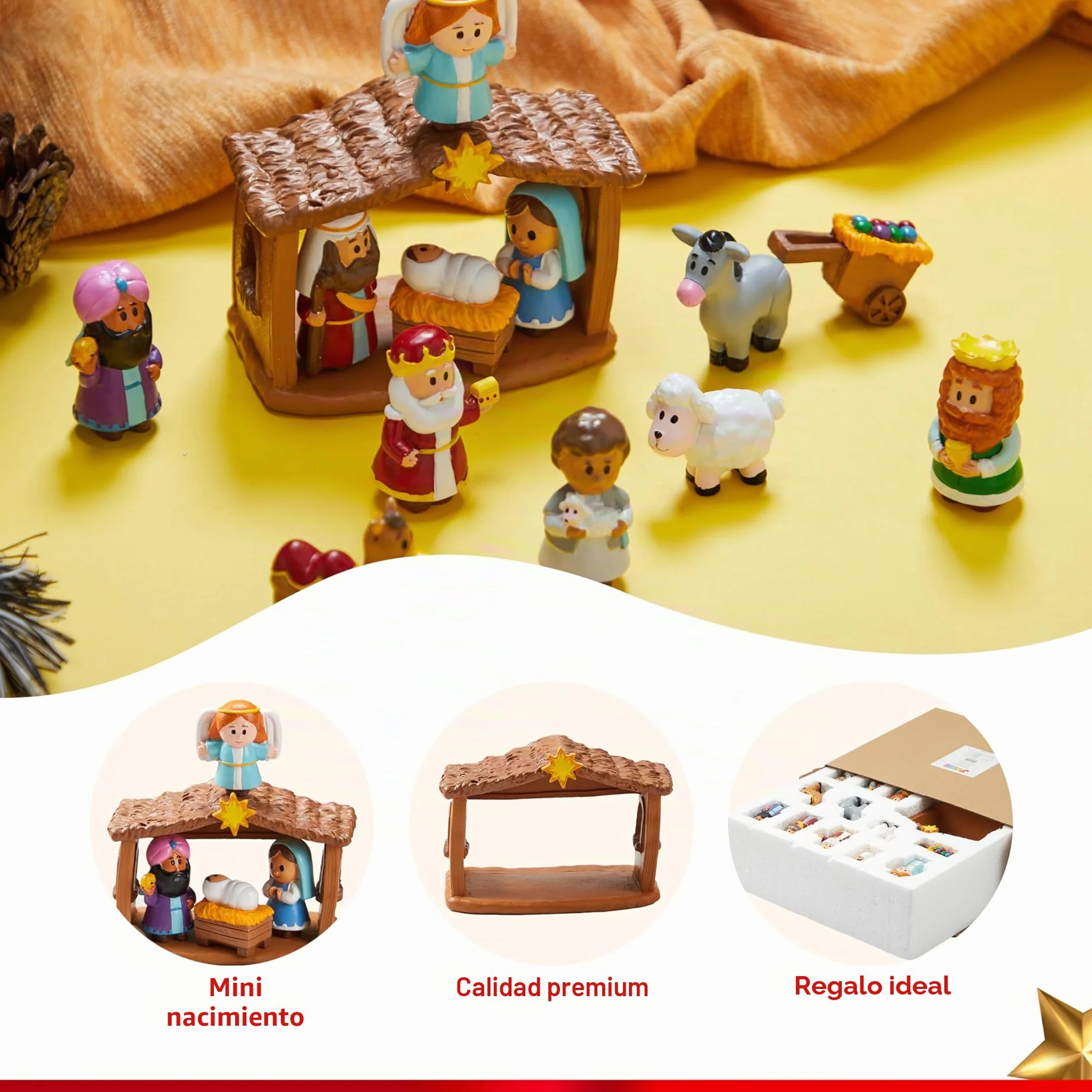 JOYIN Juego de 13 piezas de Belén de Navidad, juguetes en miniatura, escena de pesebre para niños