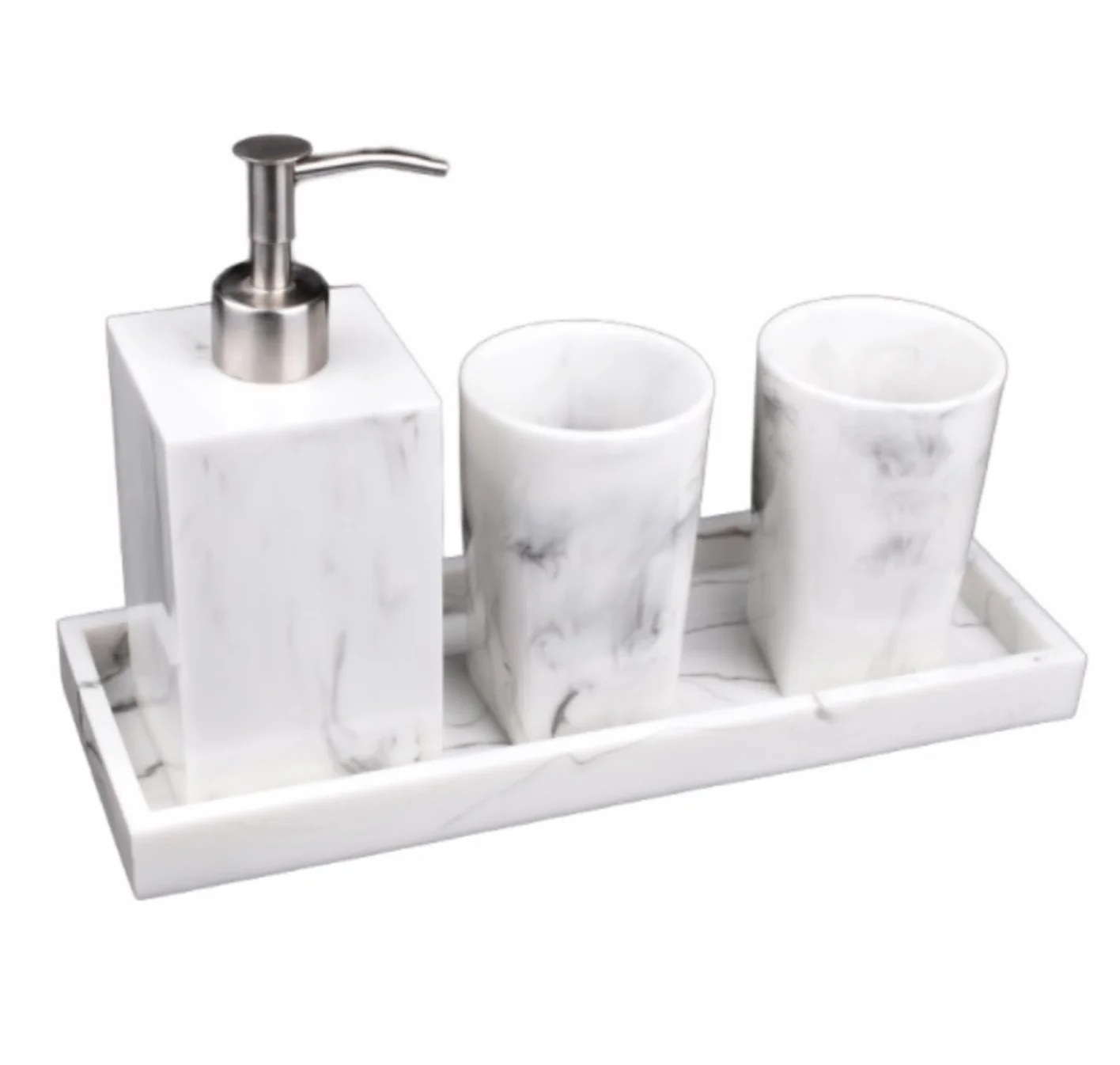 Dispensador Jabón Set Juego De 4 Piezas De Accesorios De Baño De Resina, Dispensador De Jabón, Soporte para Cepillo De Dientes para Boda Baño Accesorios