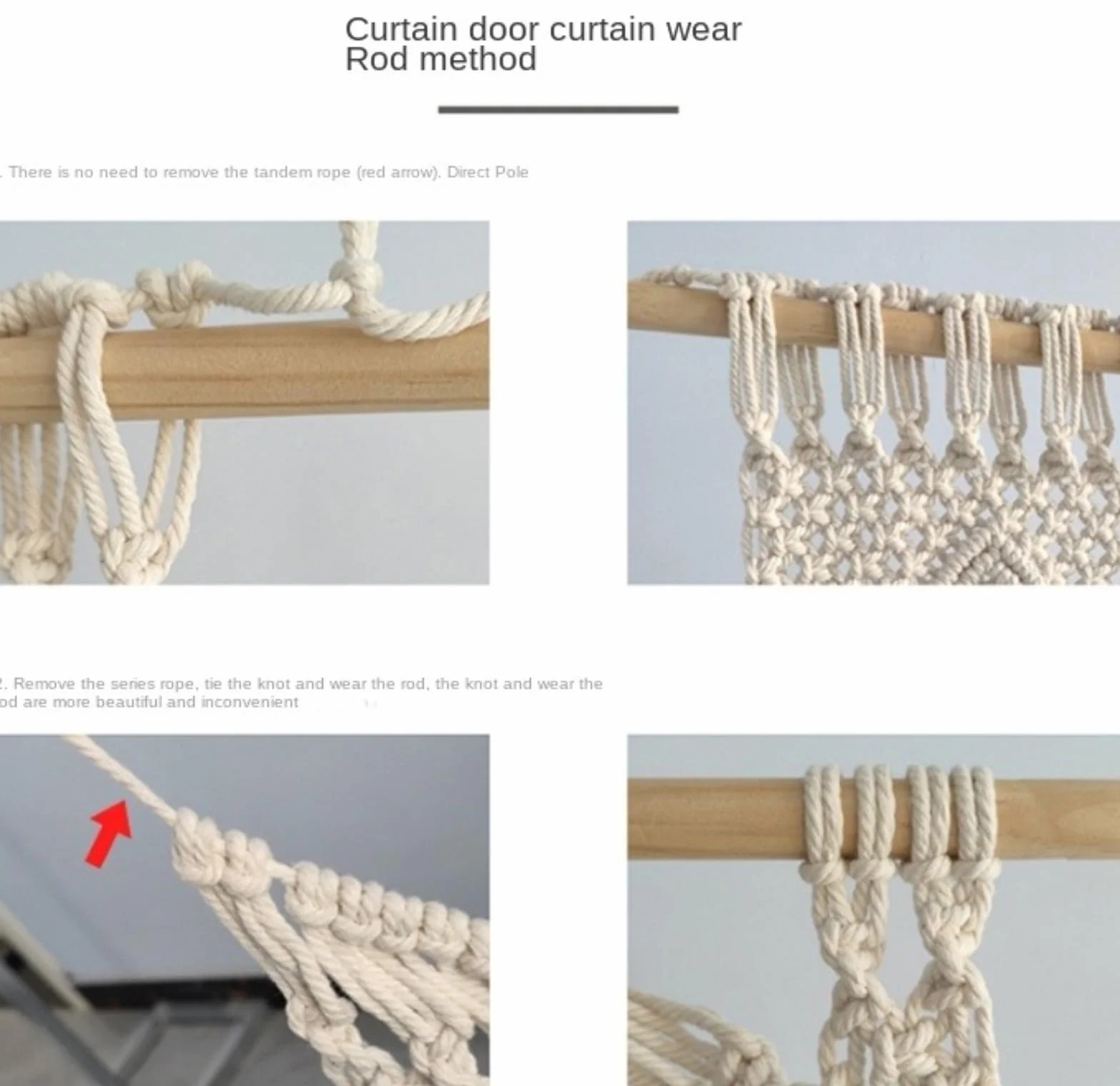 Cortina de macramé para Colgar en la Pared, Tapiz Boho para Puerta, Ventana, Divisor de Armario, Decoración de la Boda